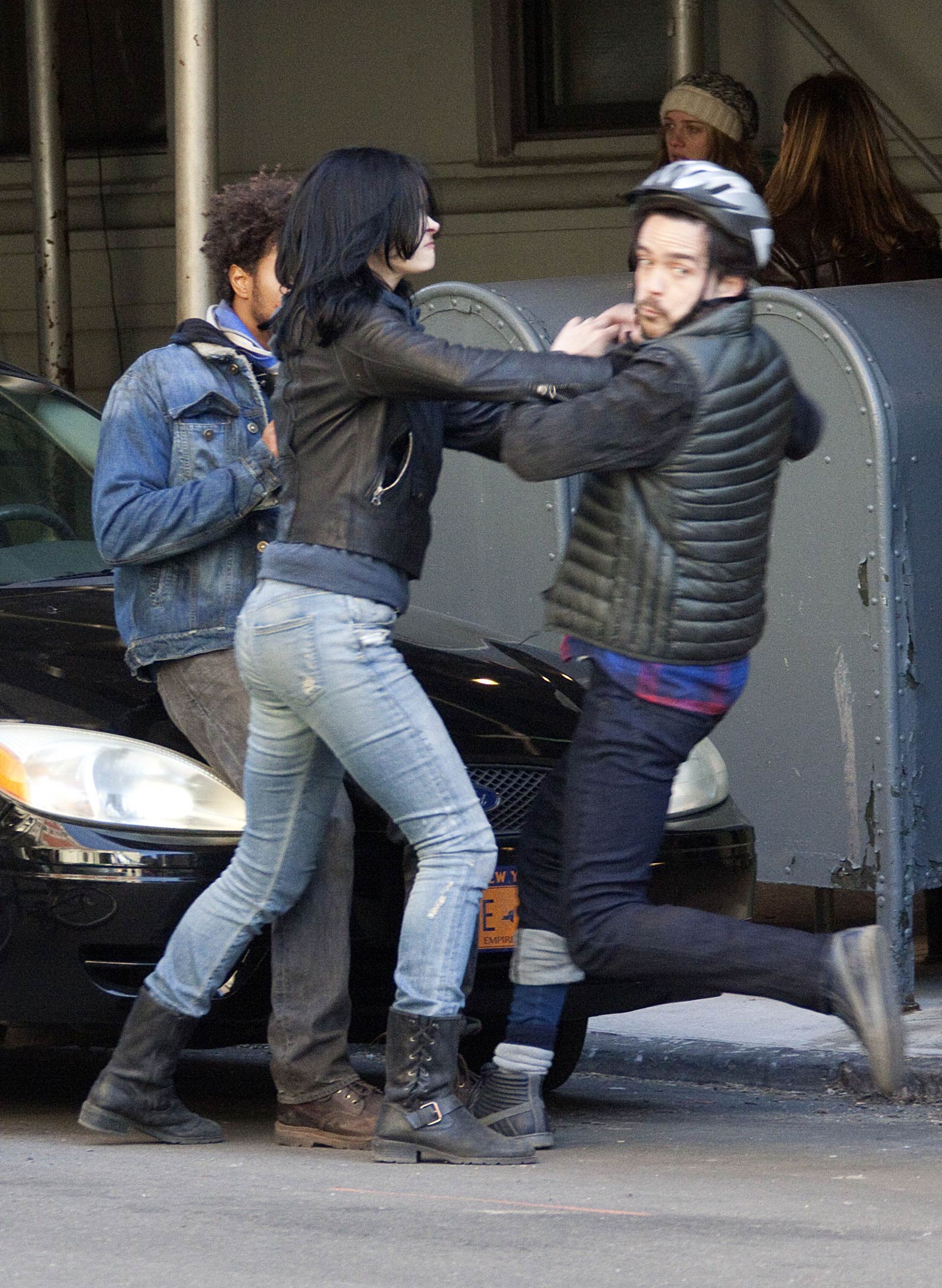 Krysten Ritter on the set of A.K.A. Jessica Jones