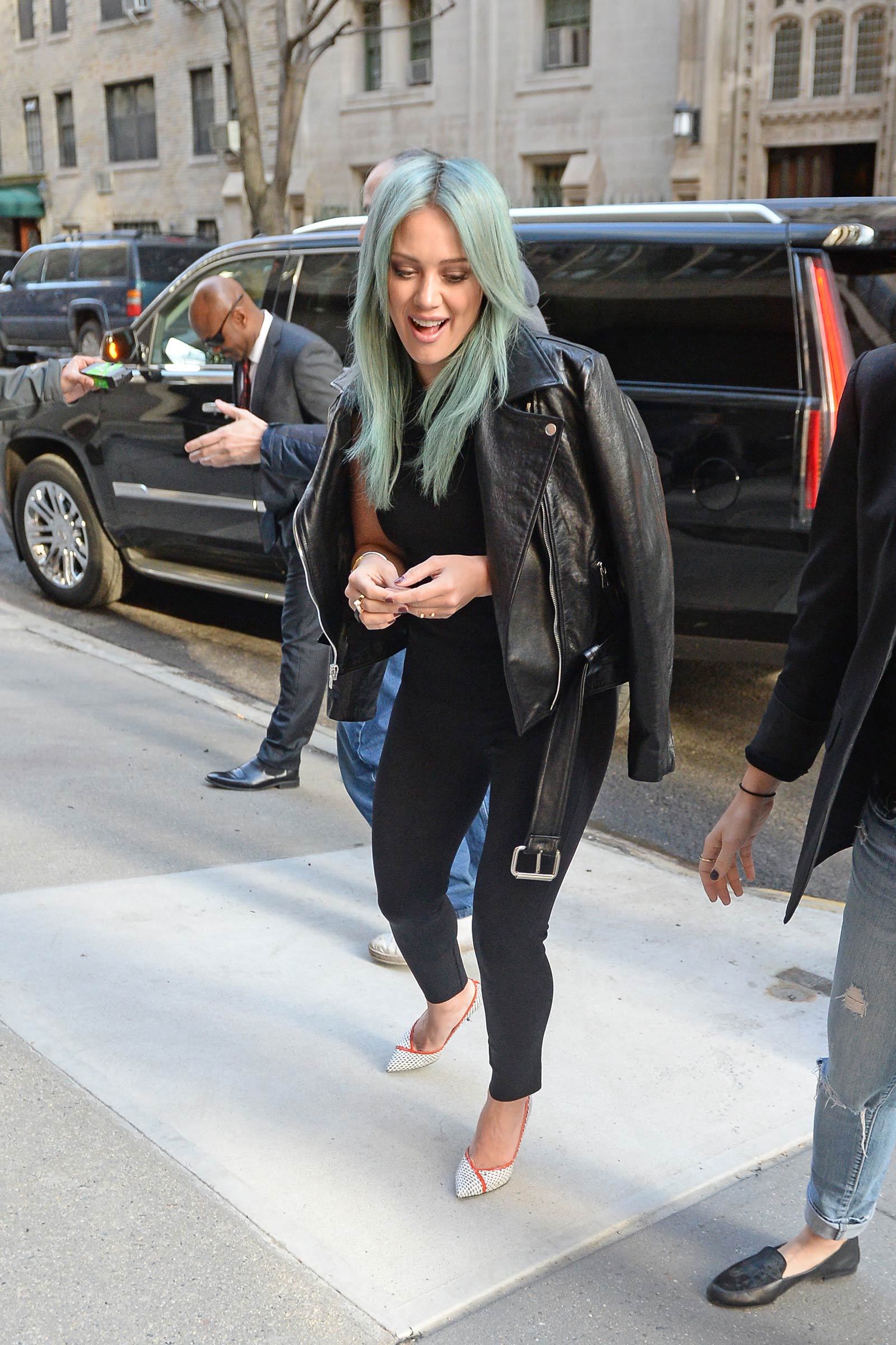 Hilary Duff arriving at The Chew in NYC