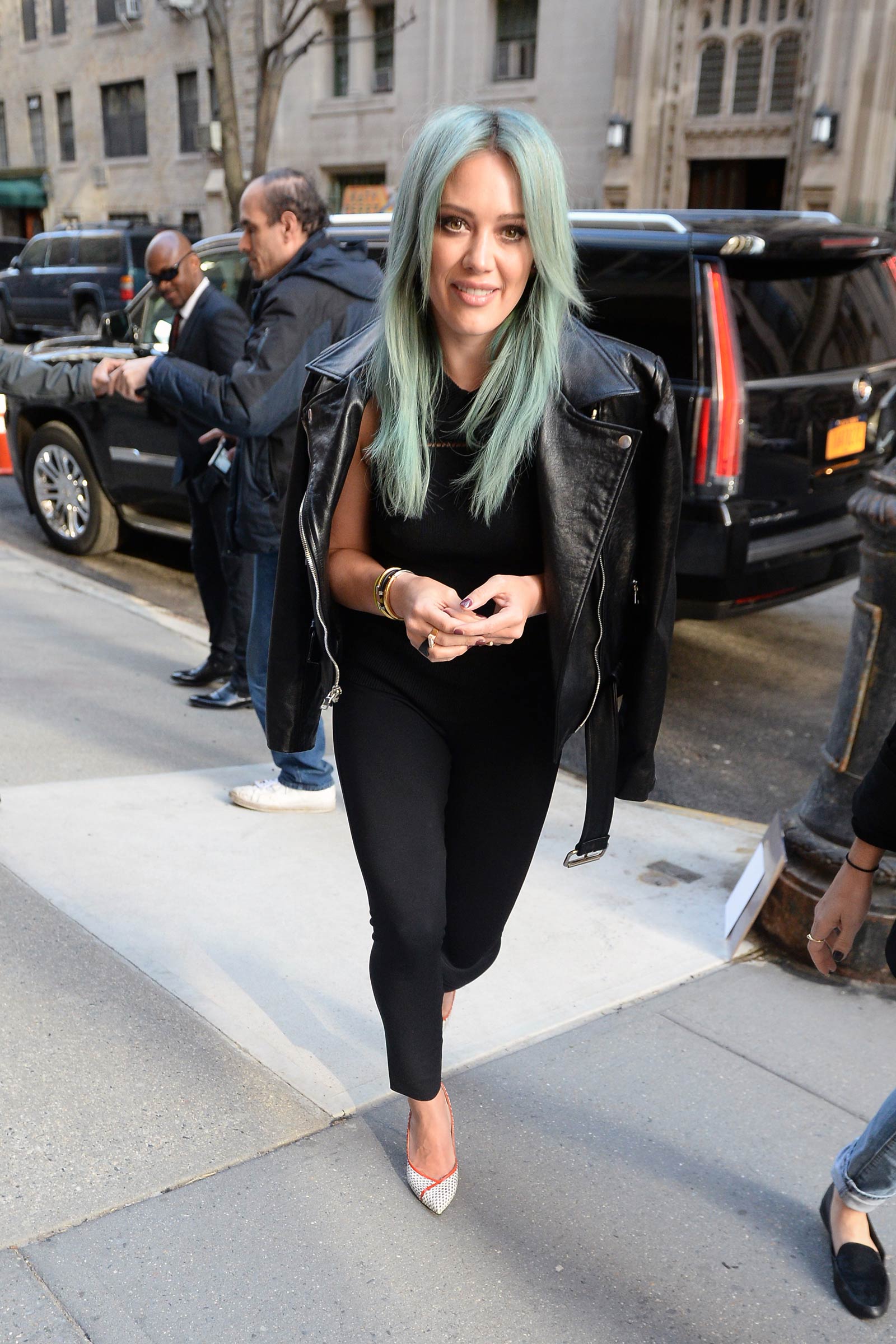 Hilary Duff arriving at The Chew in NYC