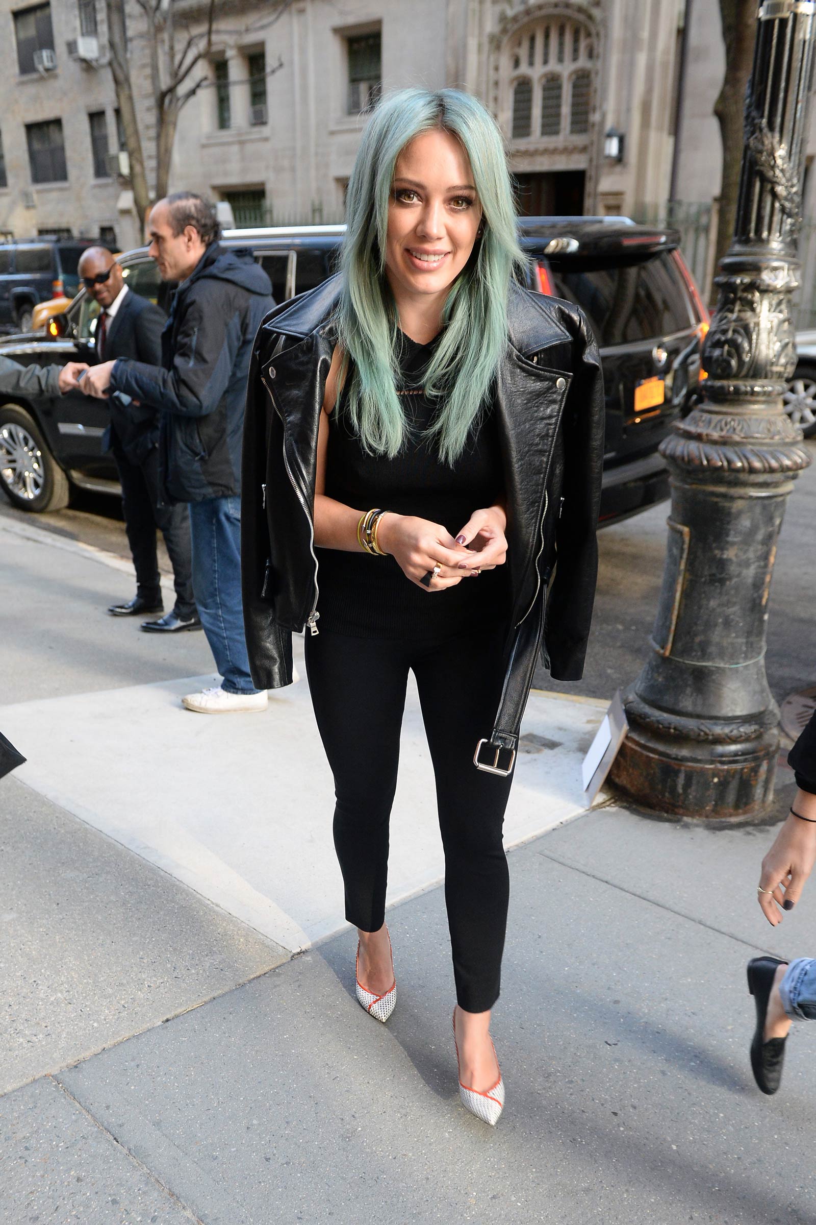 Hilary Duff arriving at The Chew in NYC