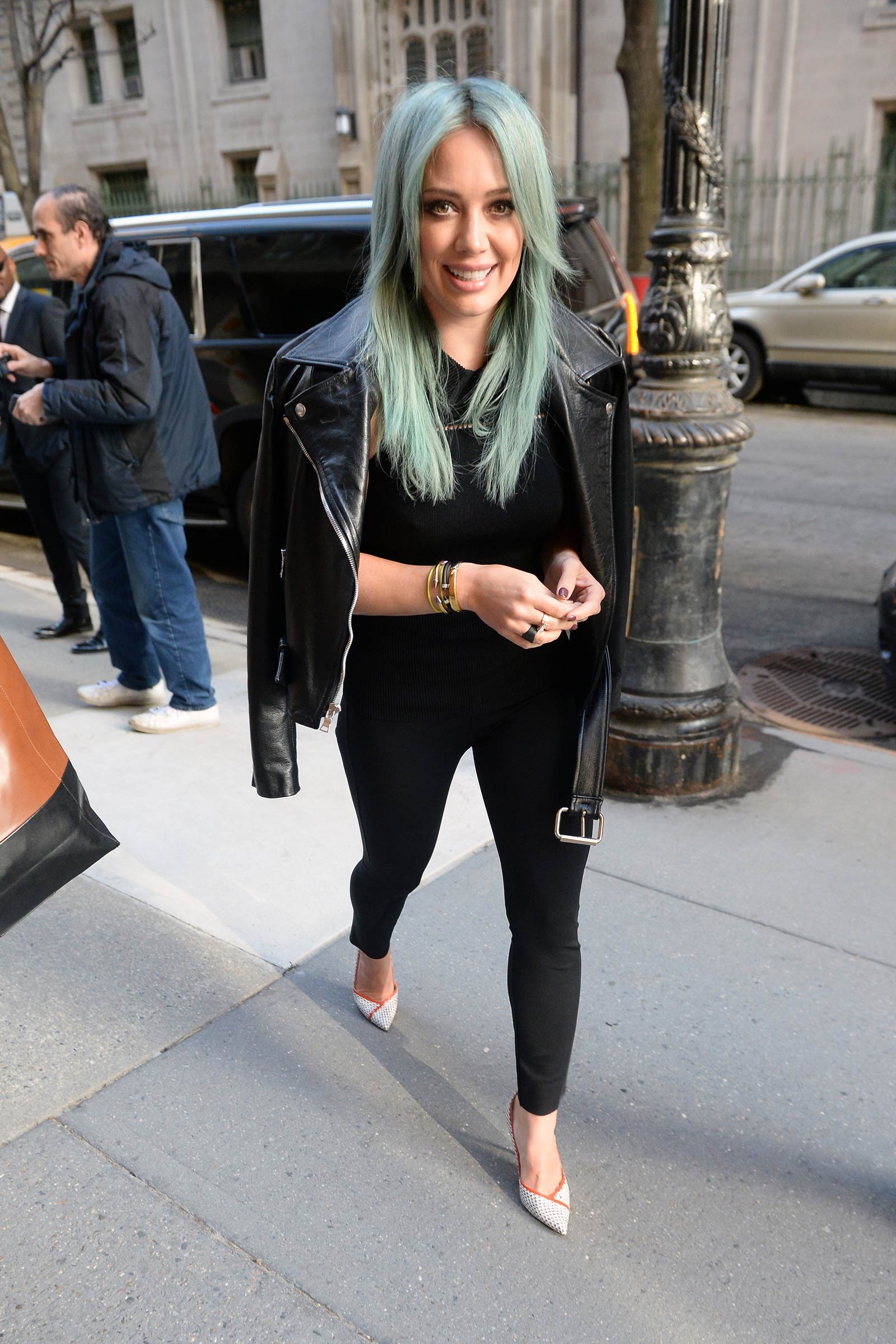 Hilary Duff arriving at The Chew in NYC