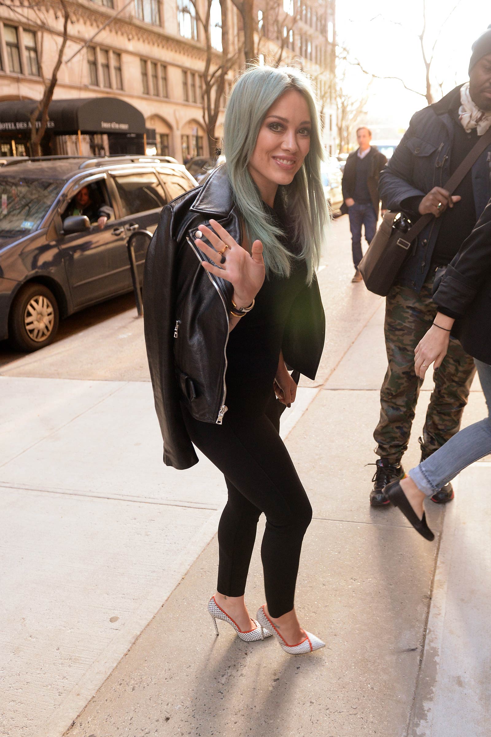 Hilary Duff arriving at The Chew in NYC