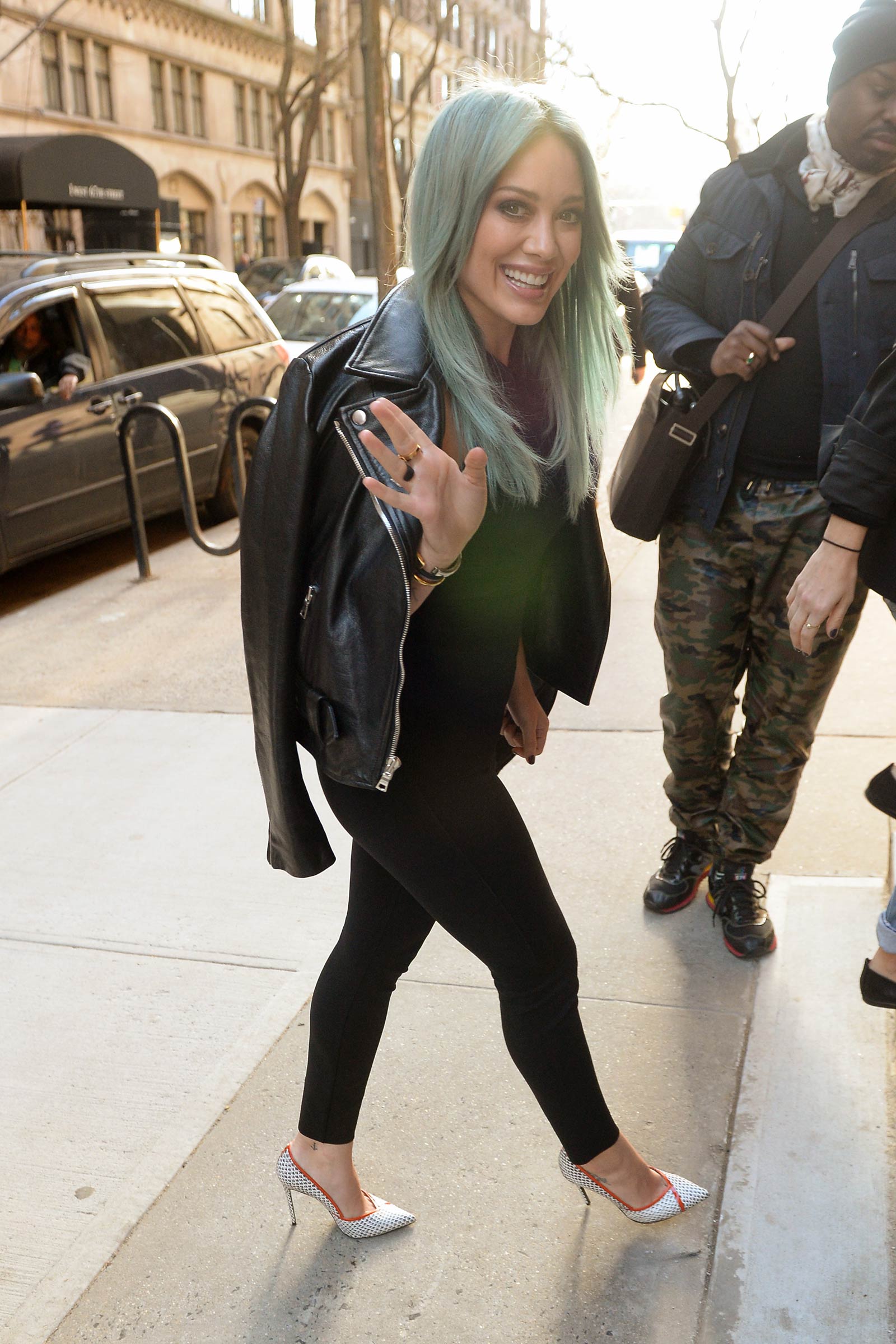 Hilary Duff arriving at The Chew in NYC