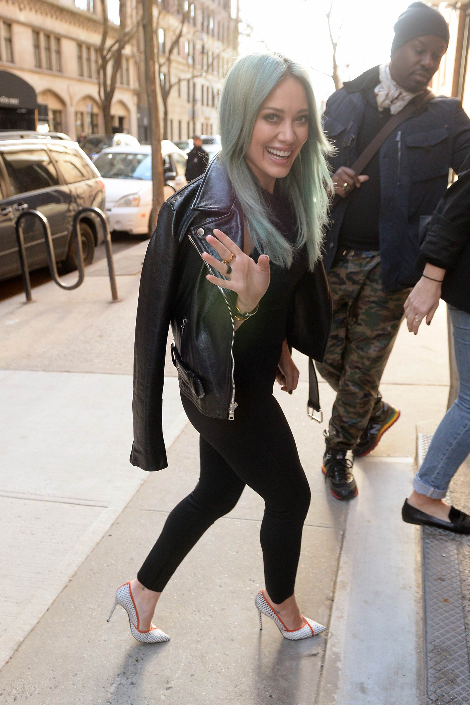 Hilary Duff arriving at The Chew in NYC