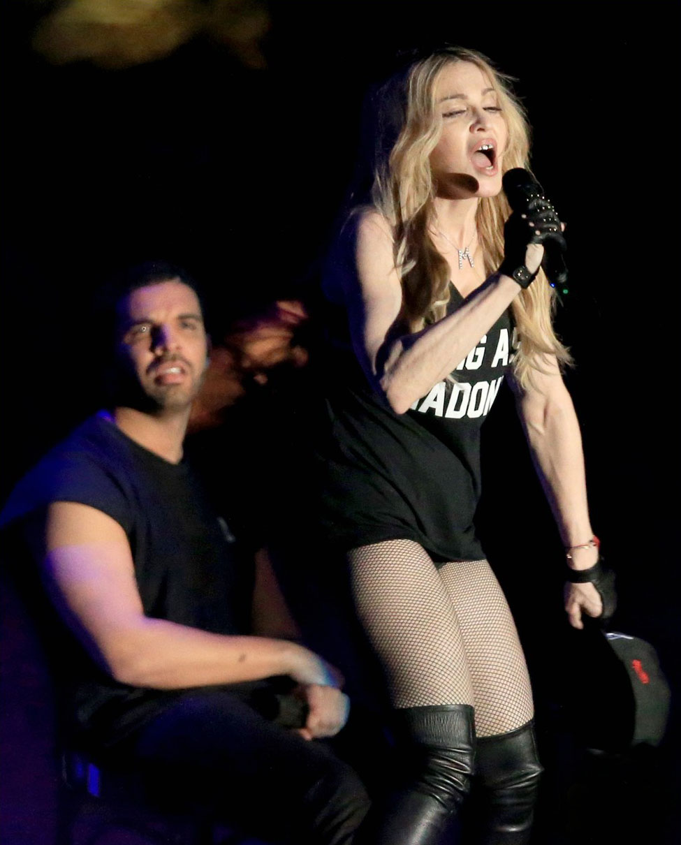 Madonna on the stage during the 2015 Coachella Music Festival