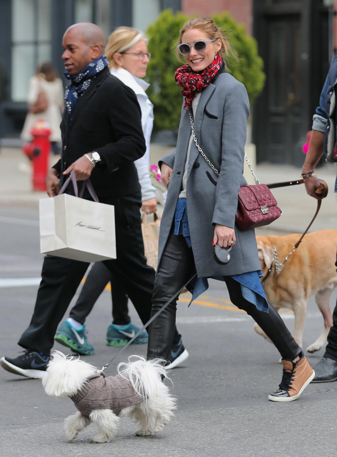 Olivia Palermo spotted out walking her dog with friends