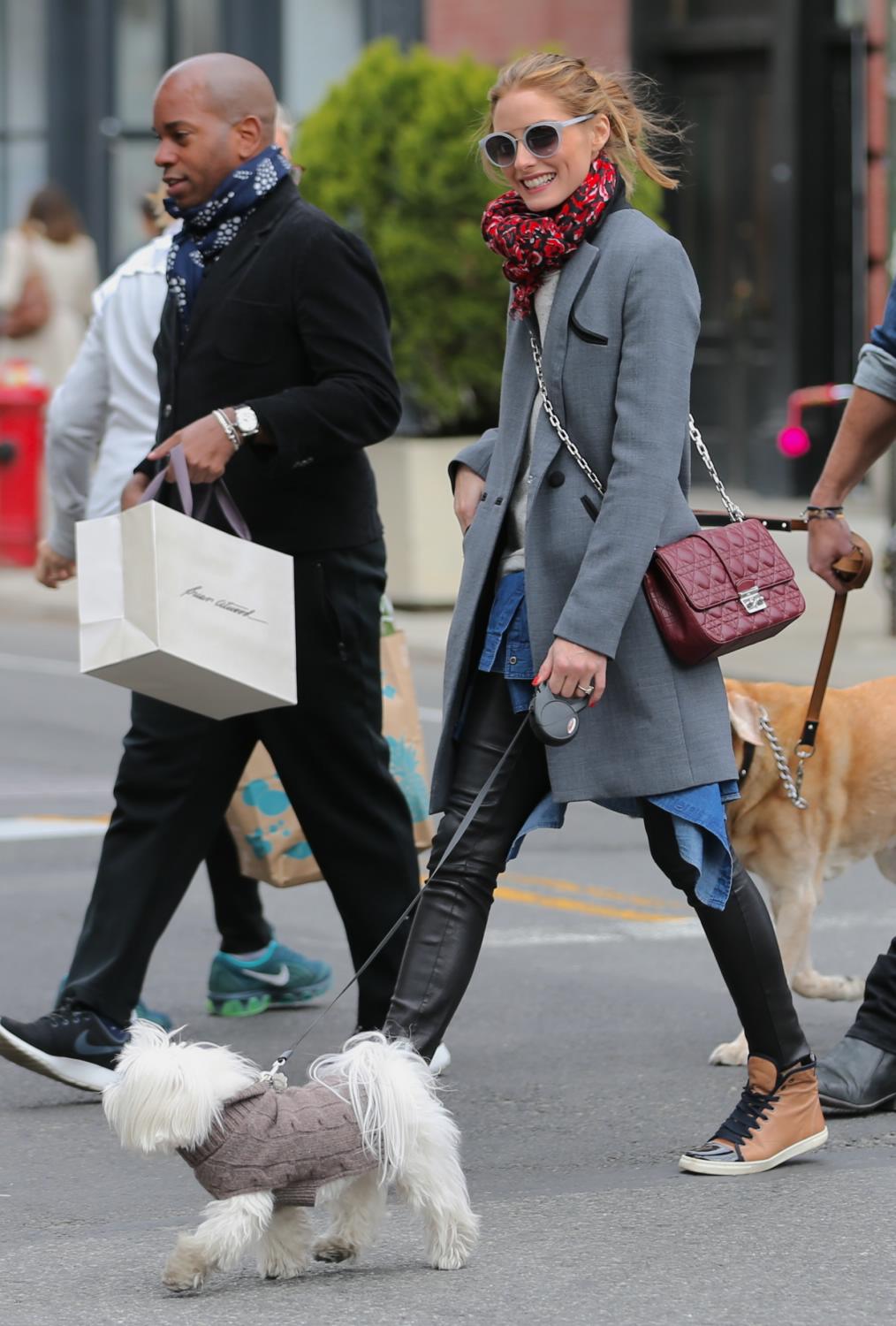 Olivia Palermo spotted out walking her dog with friends