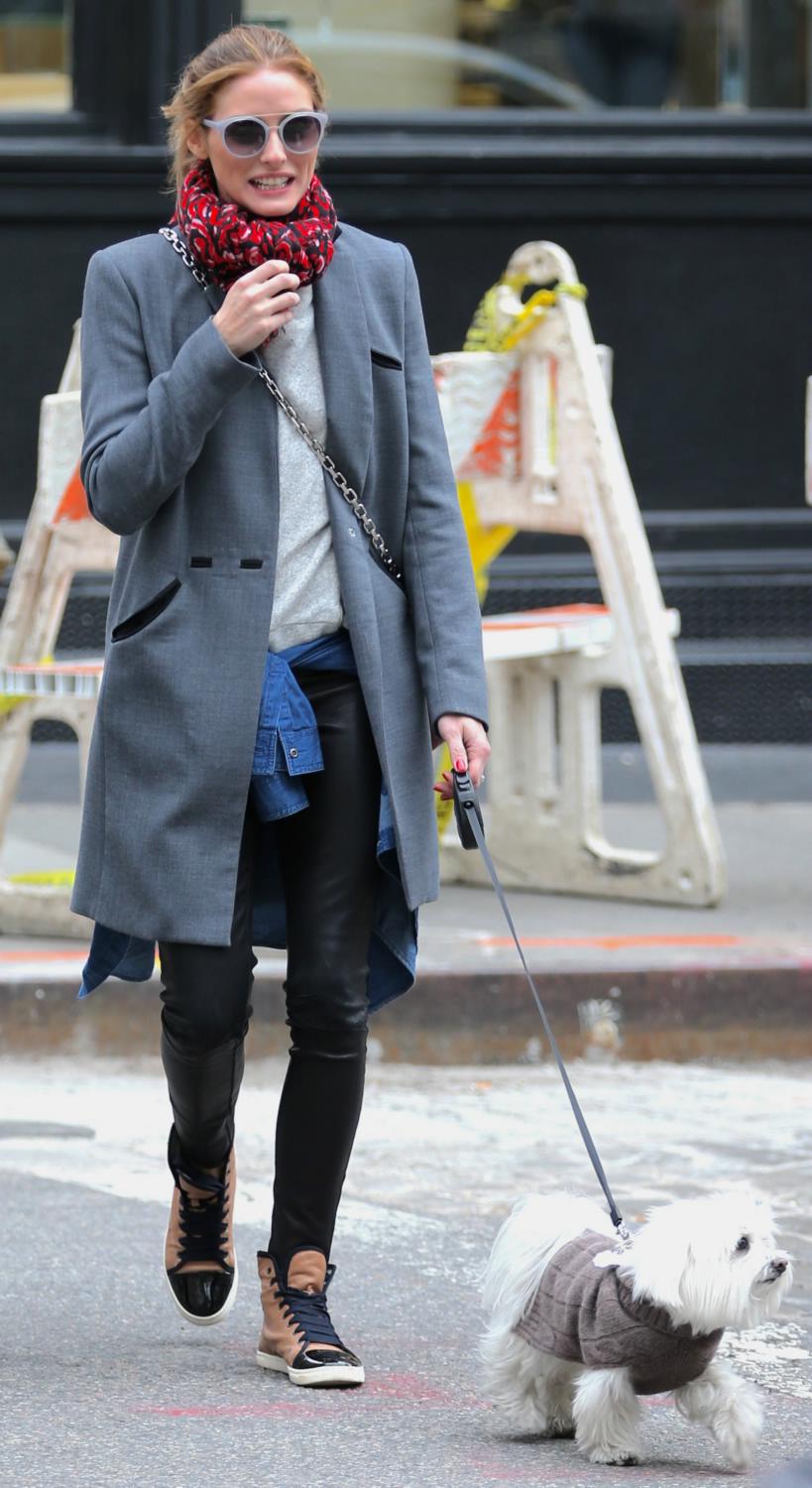 Olivia Palermo spotted out walking her dog with friends