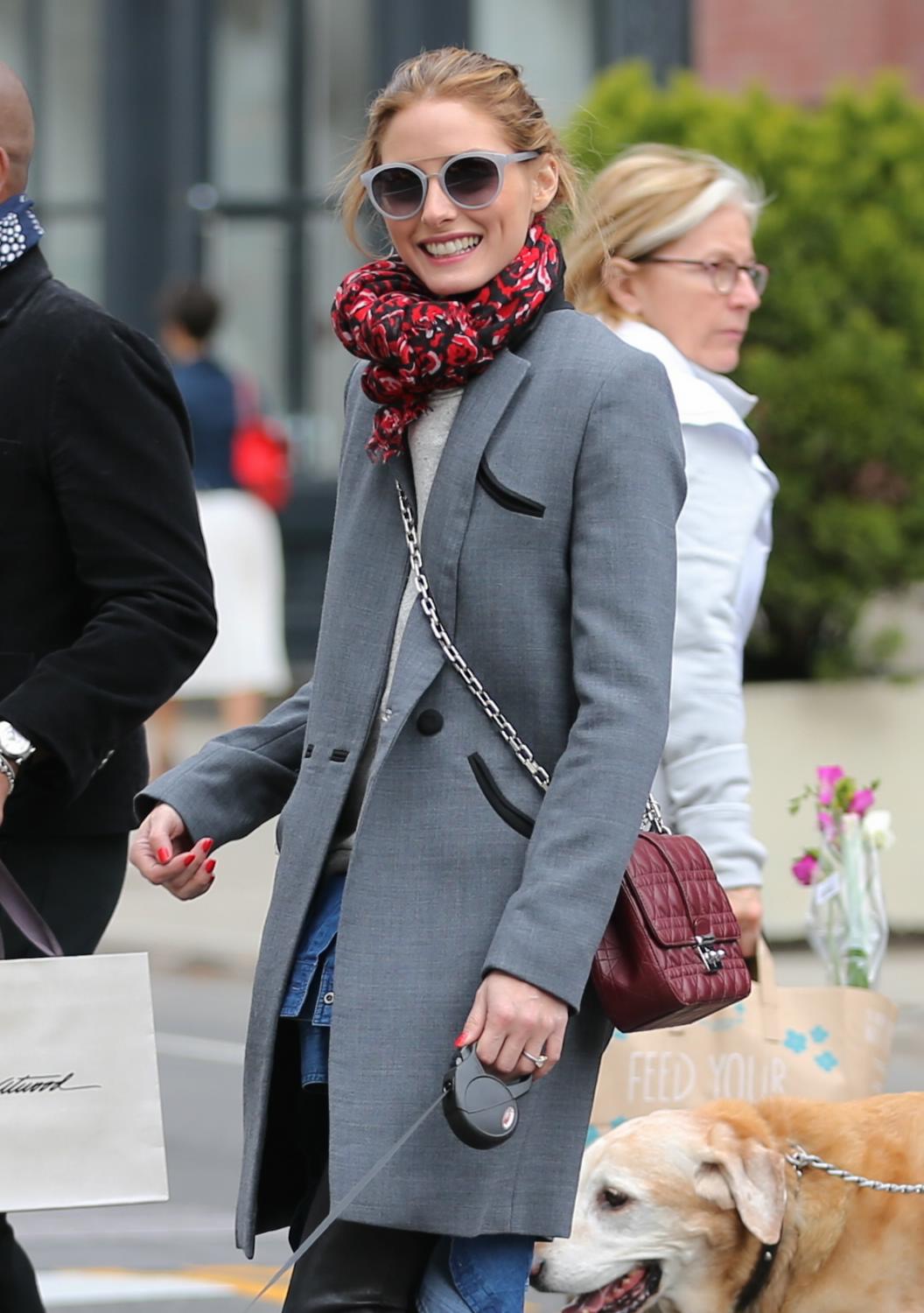 Olivia Palermo spotted out walking her dog with friends