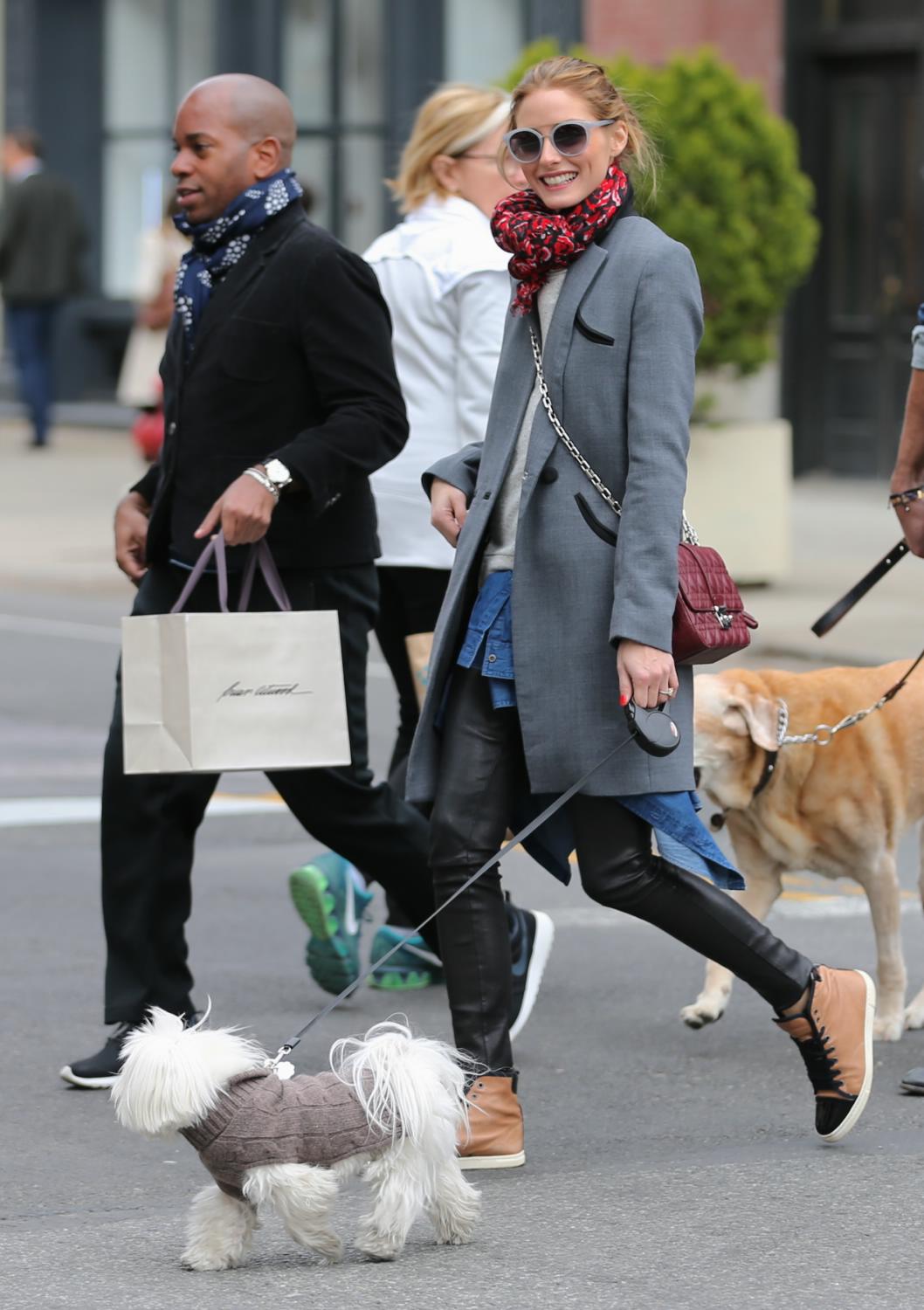 Olivia Palermo spotted out walking her dog with friends