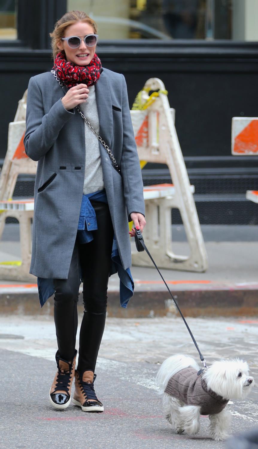 Olivia Palermo spotted out walking her dog with friends