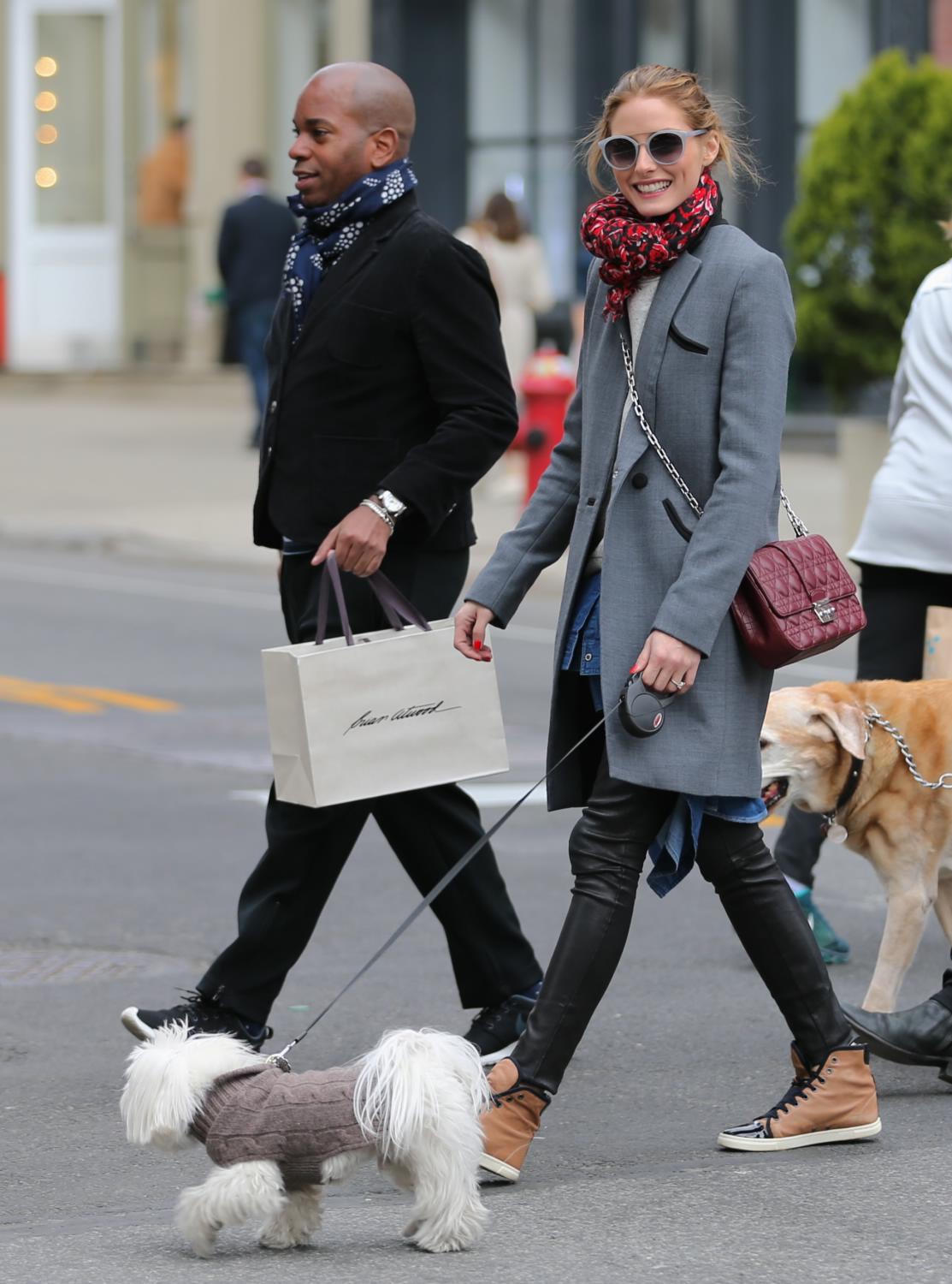 Olivia Palermo spotted out walking her dog with friends