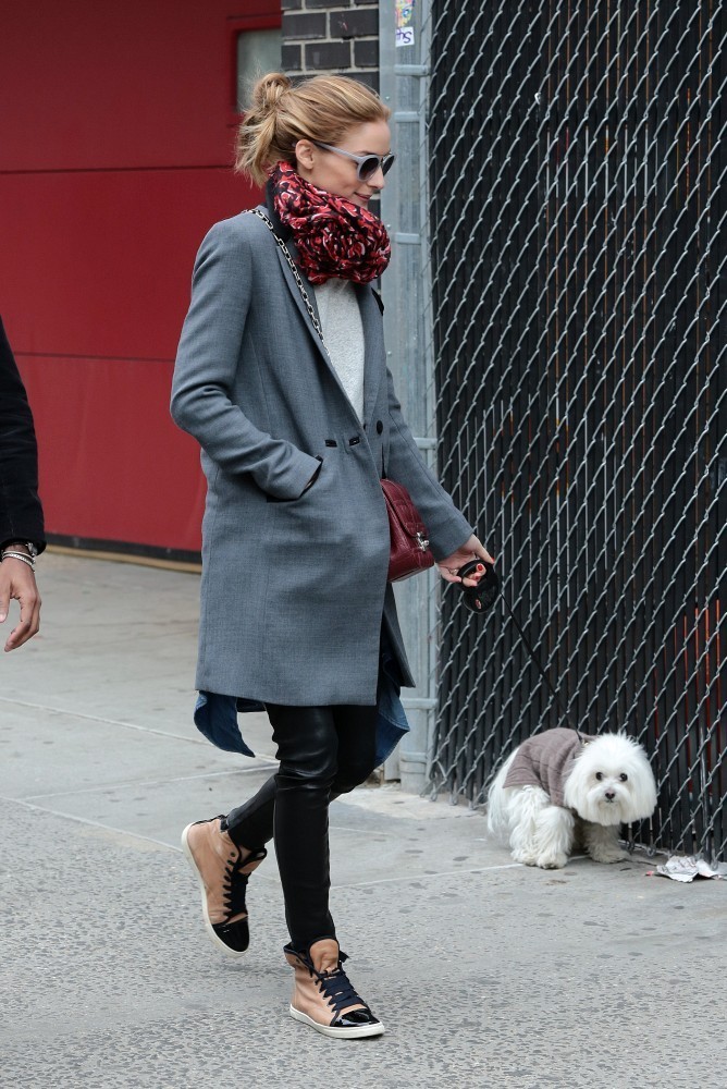 Olivia Palermo spotted out walking her dog with friends