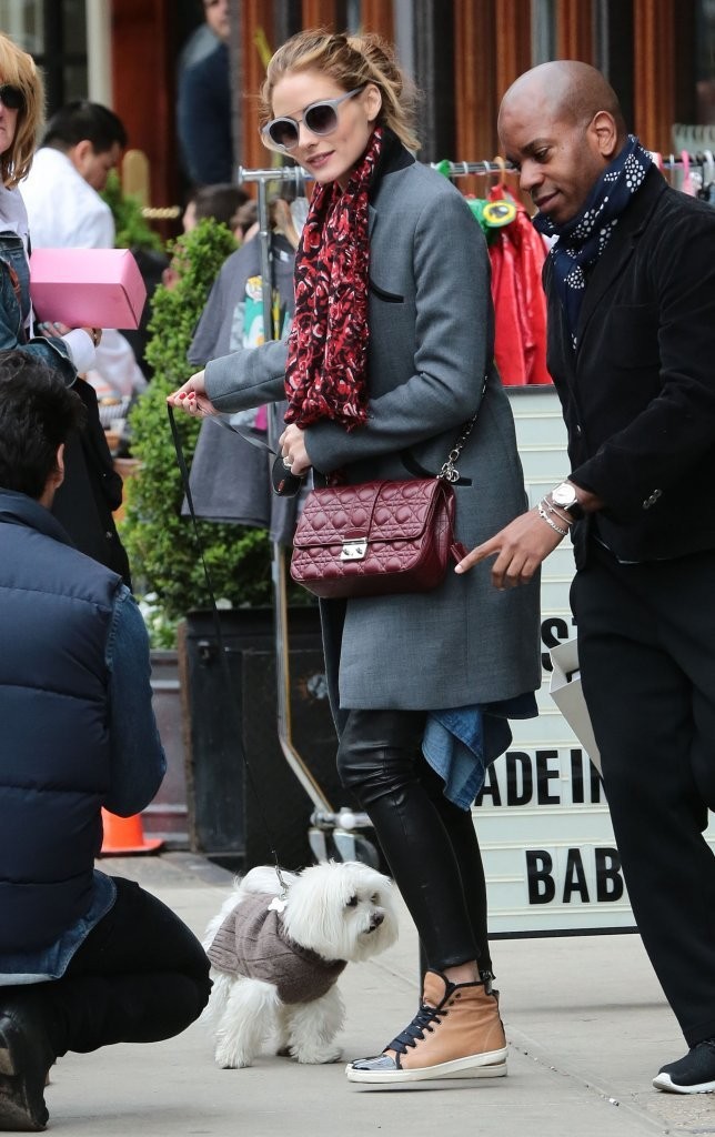 Olivia Palermo spotted out walking her dog with friends