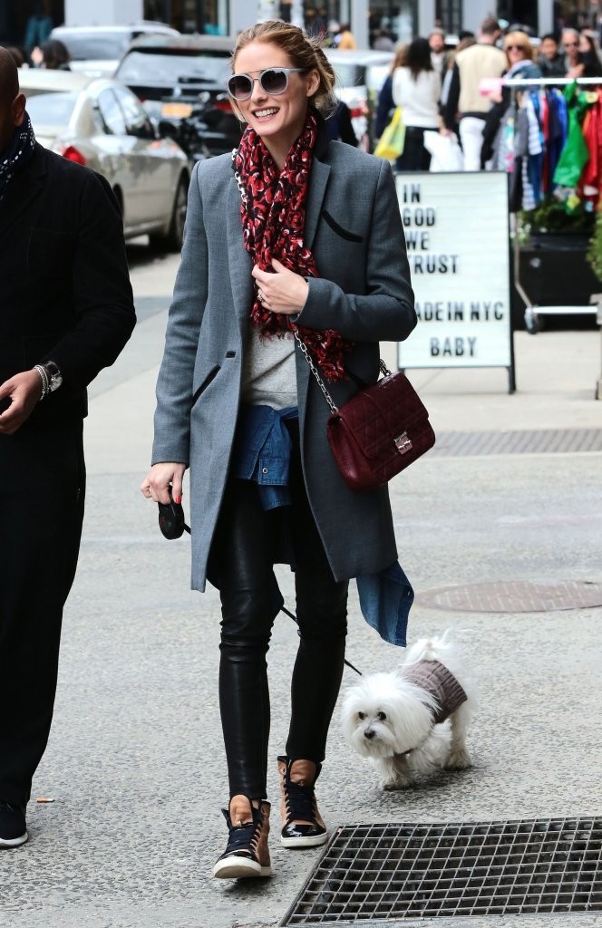 Olivia Palermo spotted out walking her dog with friends