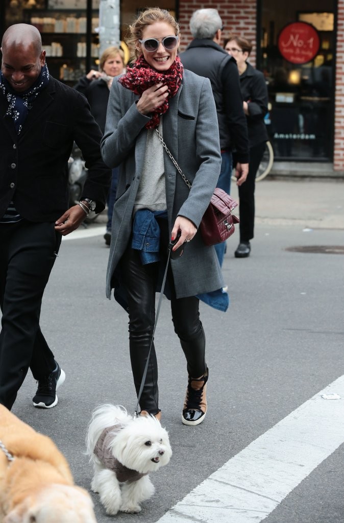 Olivia Palermo spotted out walking her dog with friends