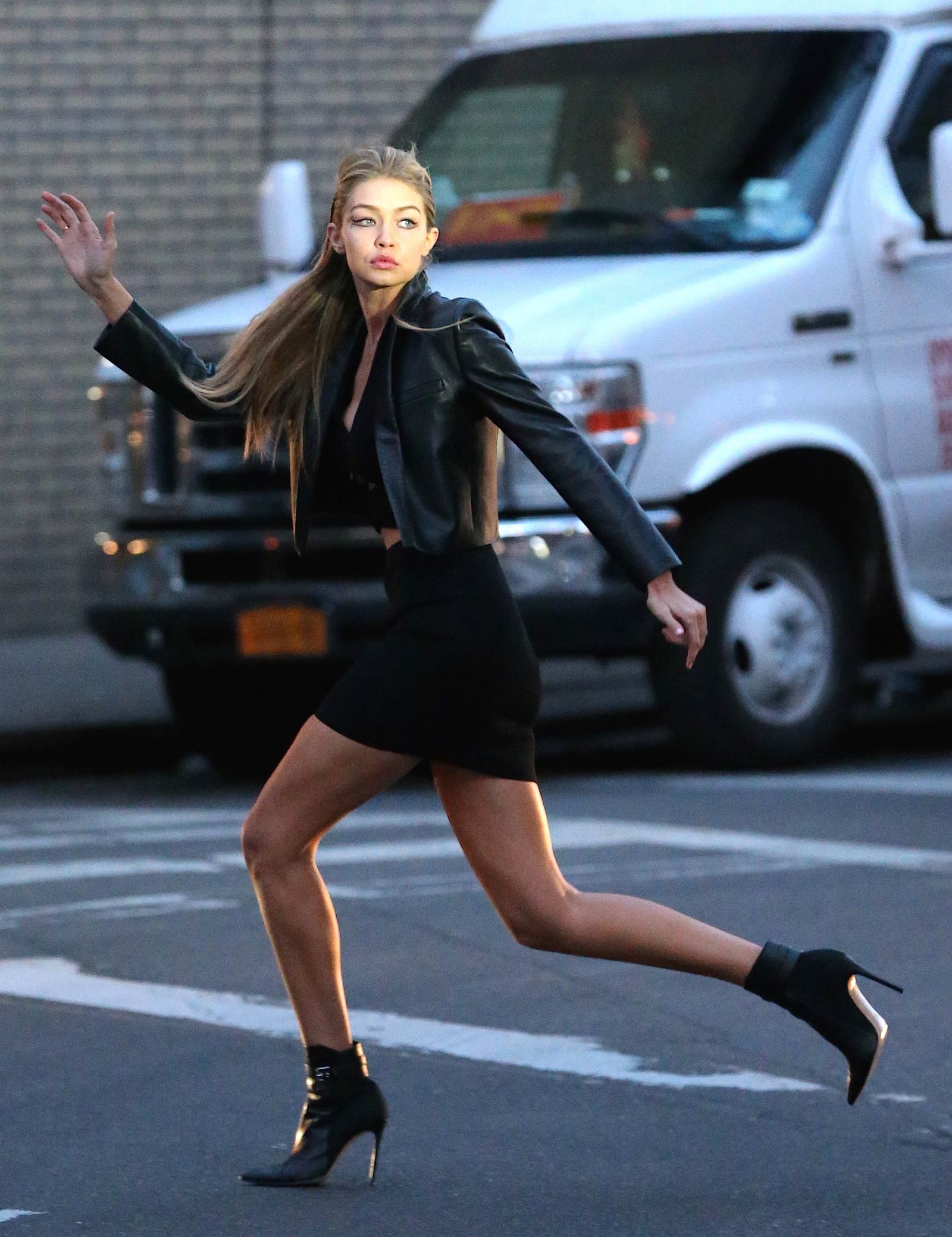 Gigi Hadid seen posing for a Maybelline photo shoot