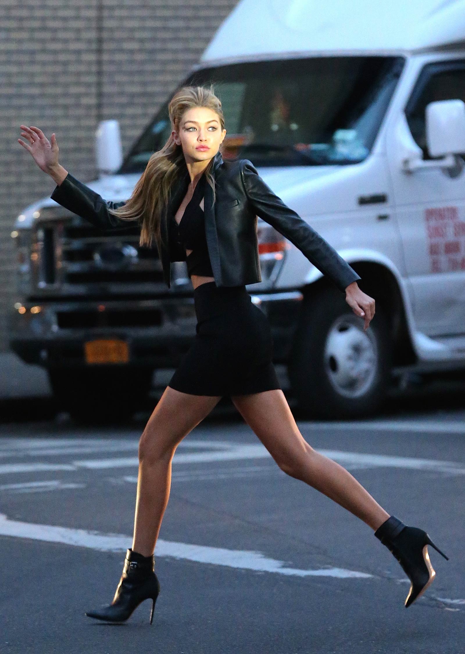 Gigi Hadid seen posing for a Maybelline photo shoot