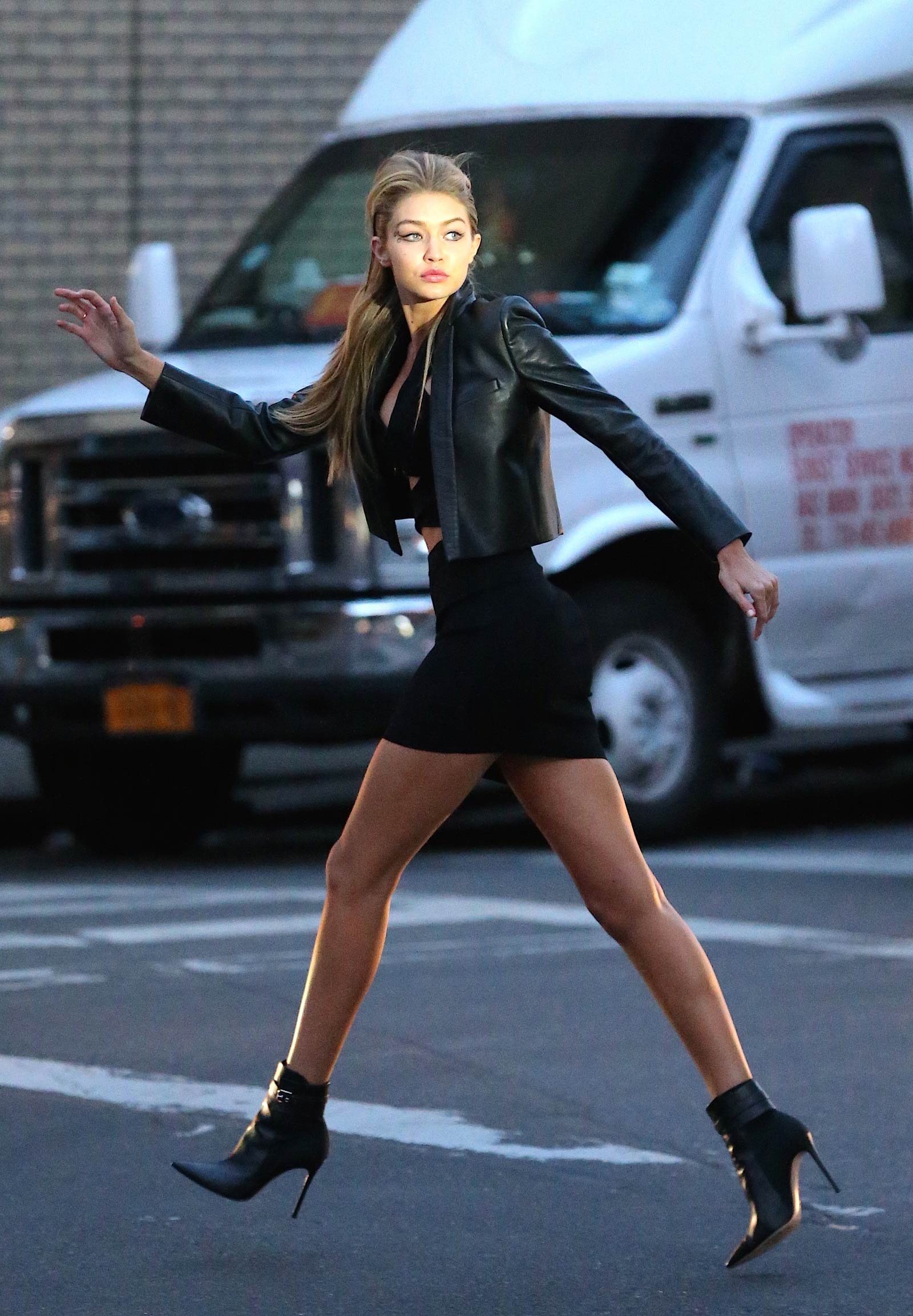 Gigi Hadid seen posing for a Maybelline photo shoot