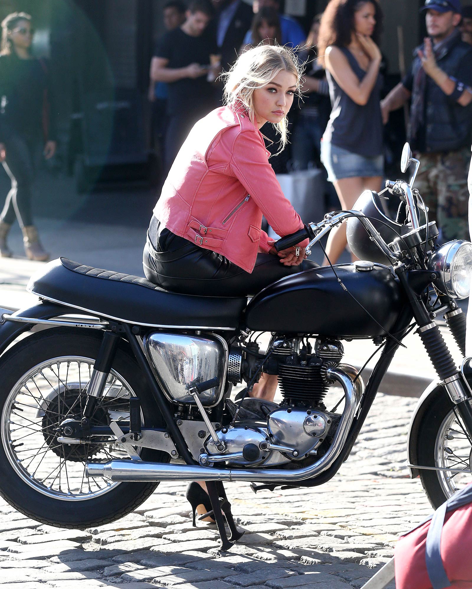 Gigi Hadid is seen on a photo shoot in New York City