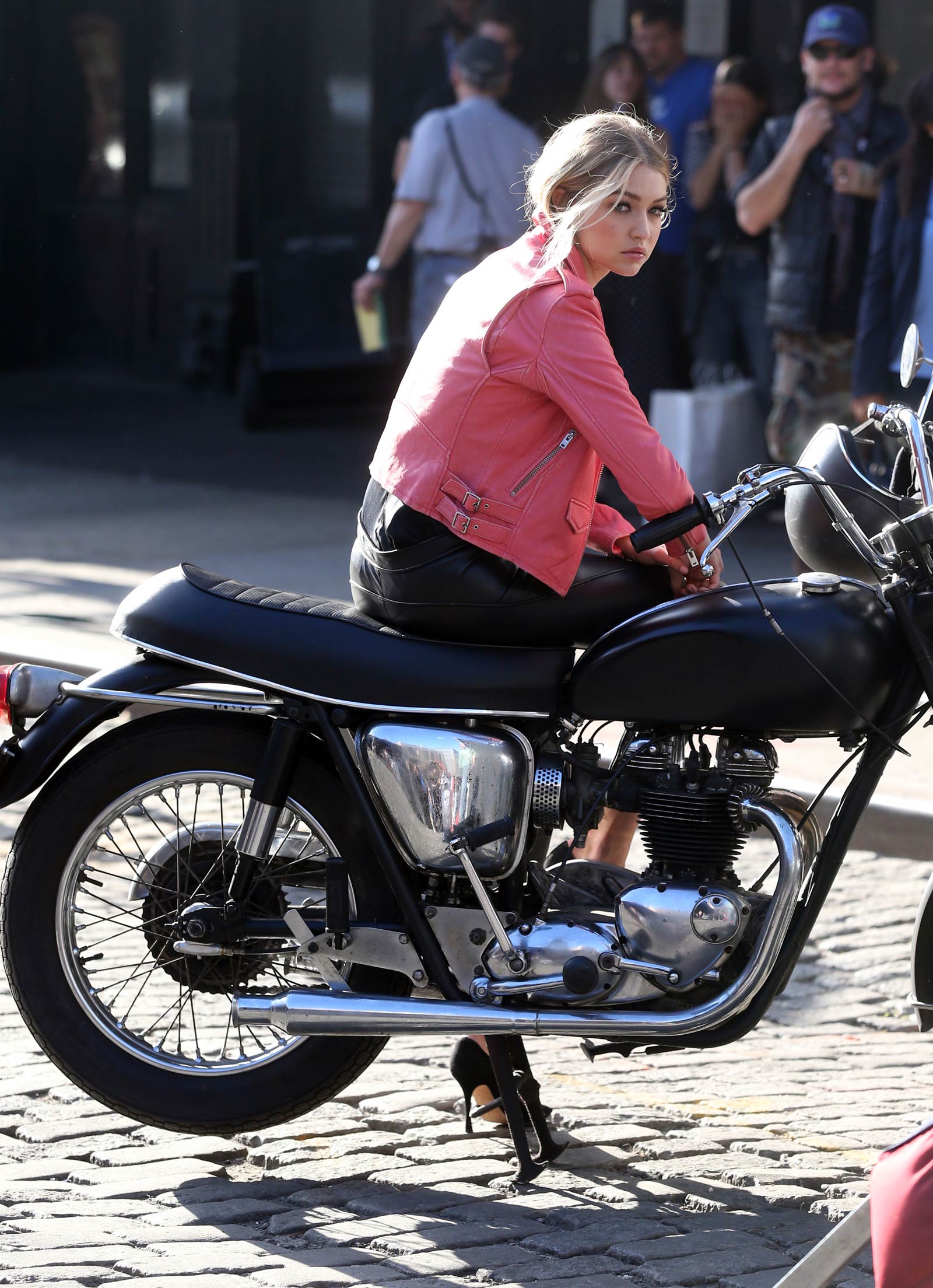 Gigi Hadid is seen on a photo shoot in New York City