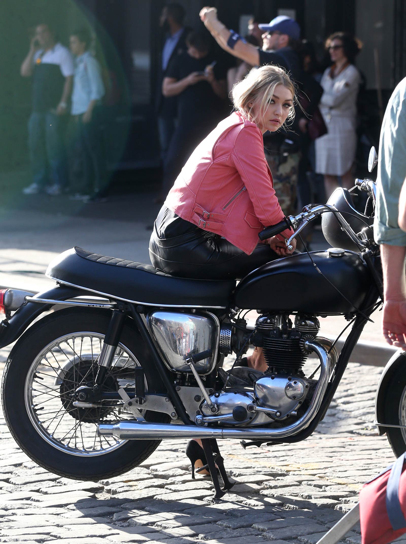 Gigi Hadid is seen on a photo shoot in New York City