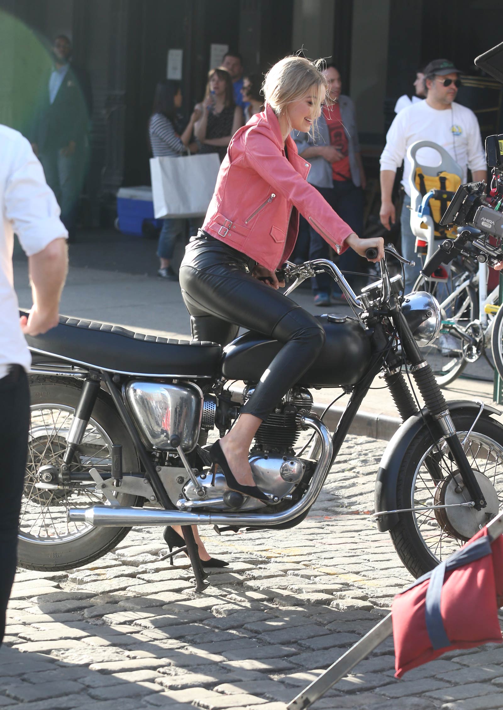 Gigi Hadid is seen on a photo shoot in New York City