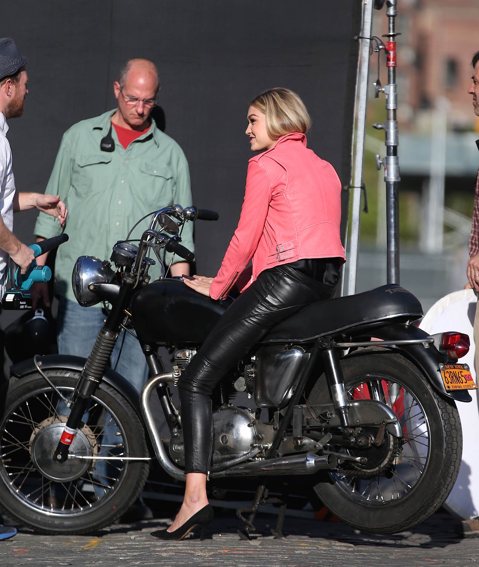 Gigi Hadid is seen on a photo shoot in New York City