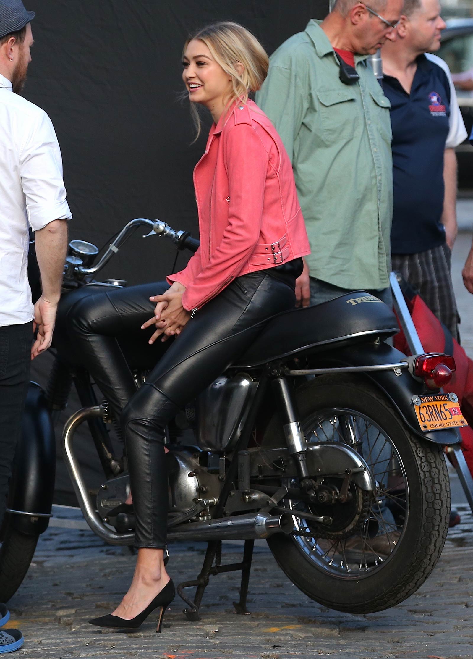 Gigi Hadid is seen on a photo shoot in New York City