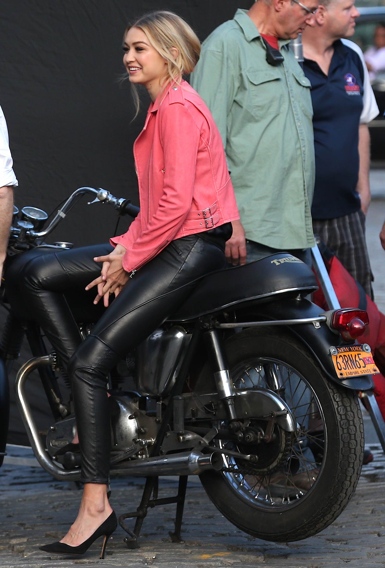 Gigi Hadid is seen on a photo shoot in New York City