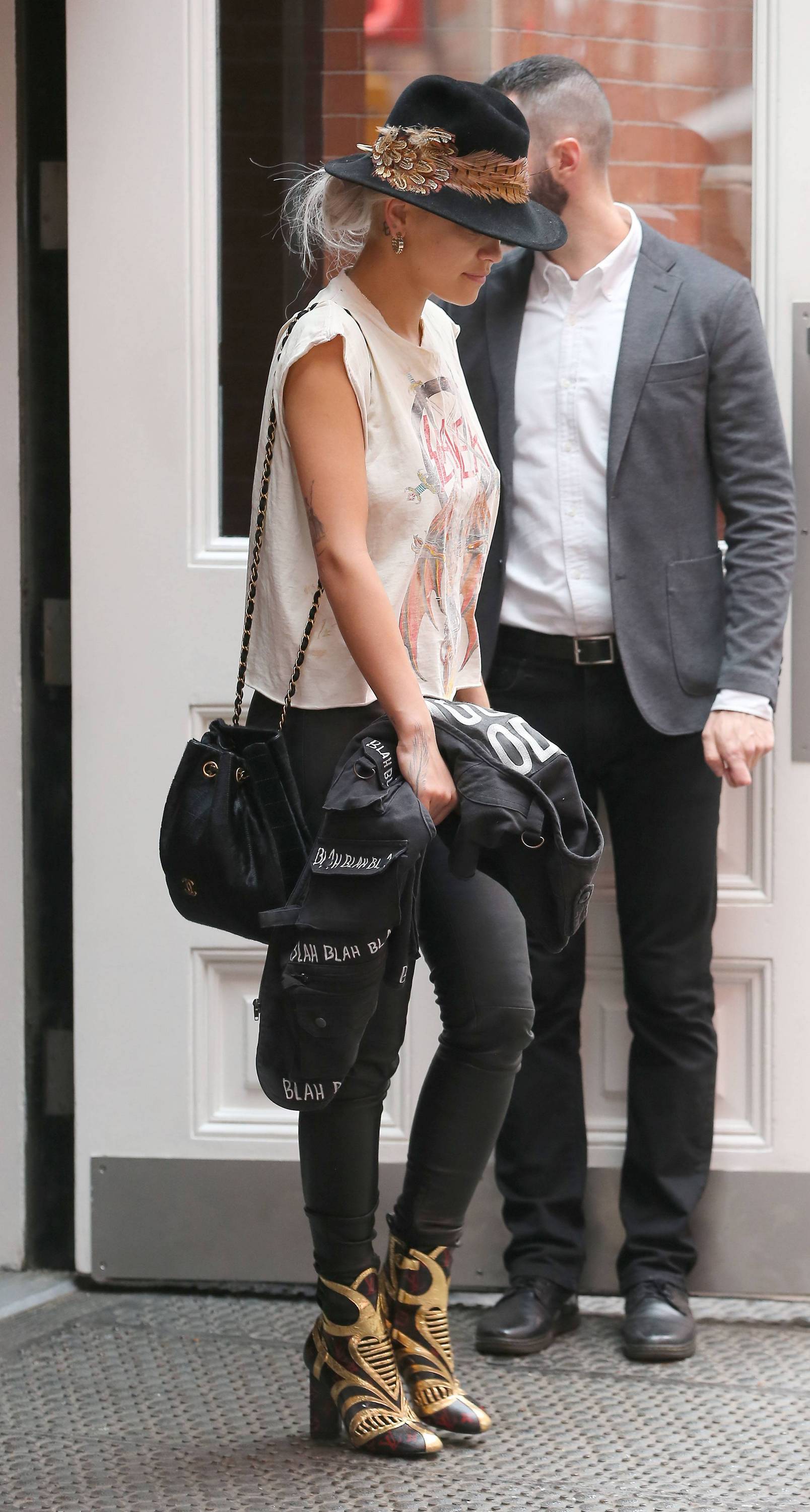 Rita Ora leaving her hotel in New York