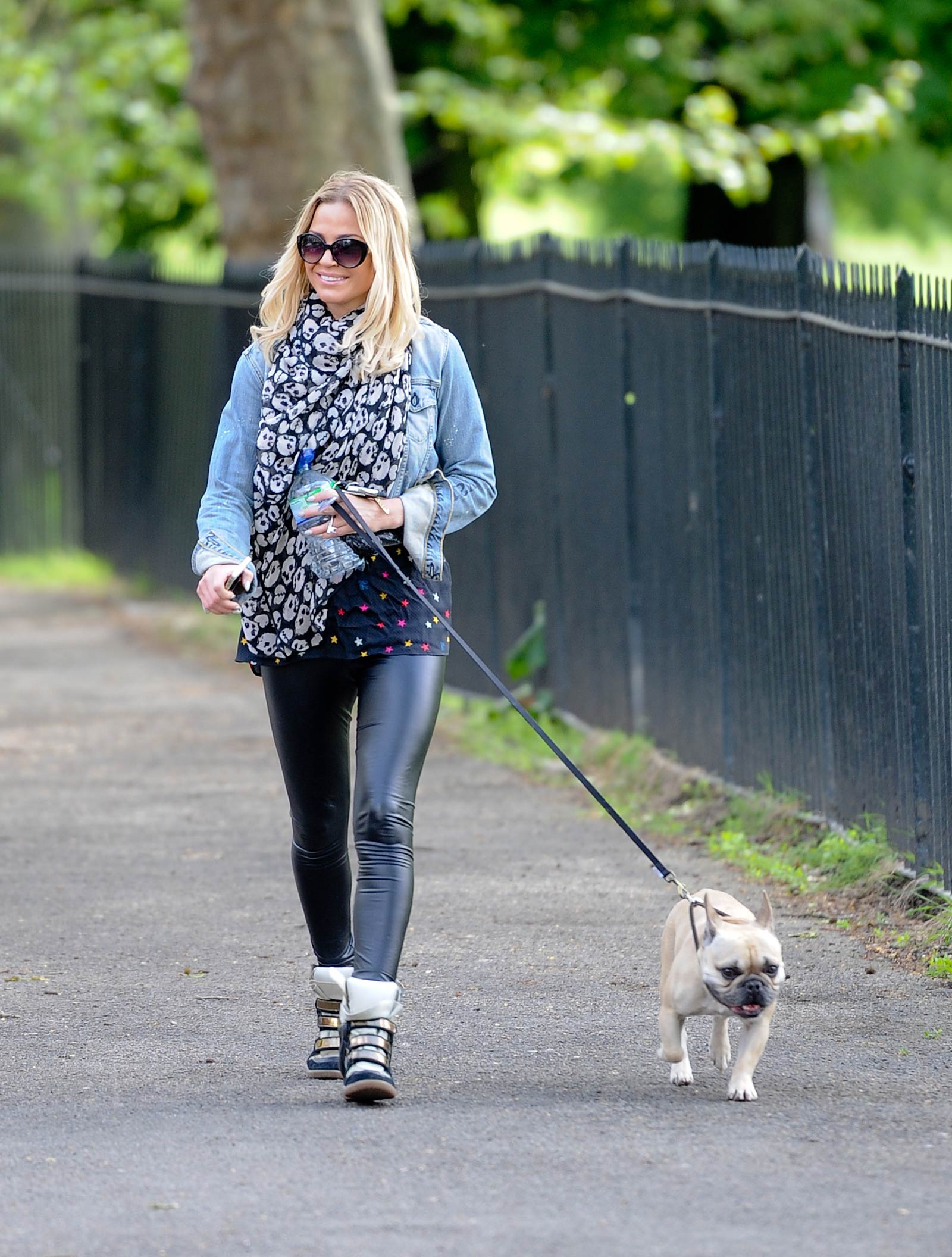 Sarah Harding walking her dog in Primrose Hill