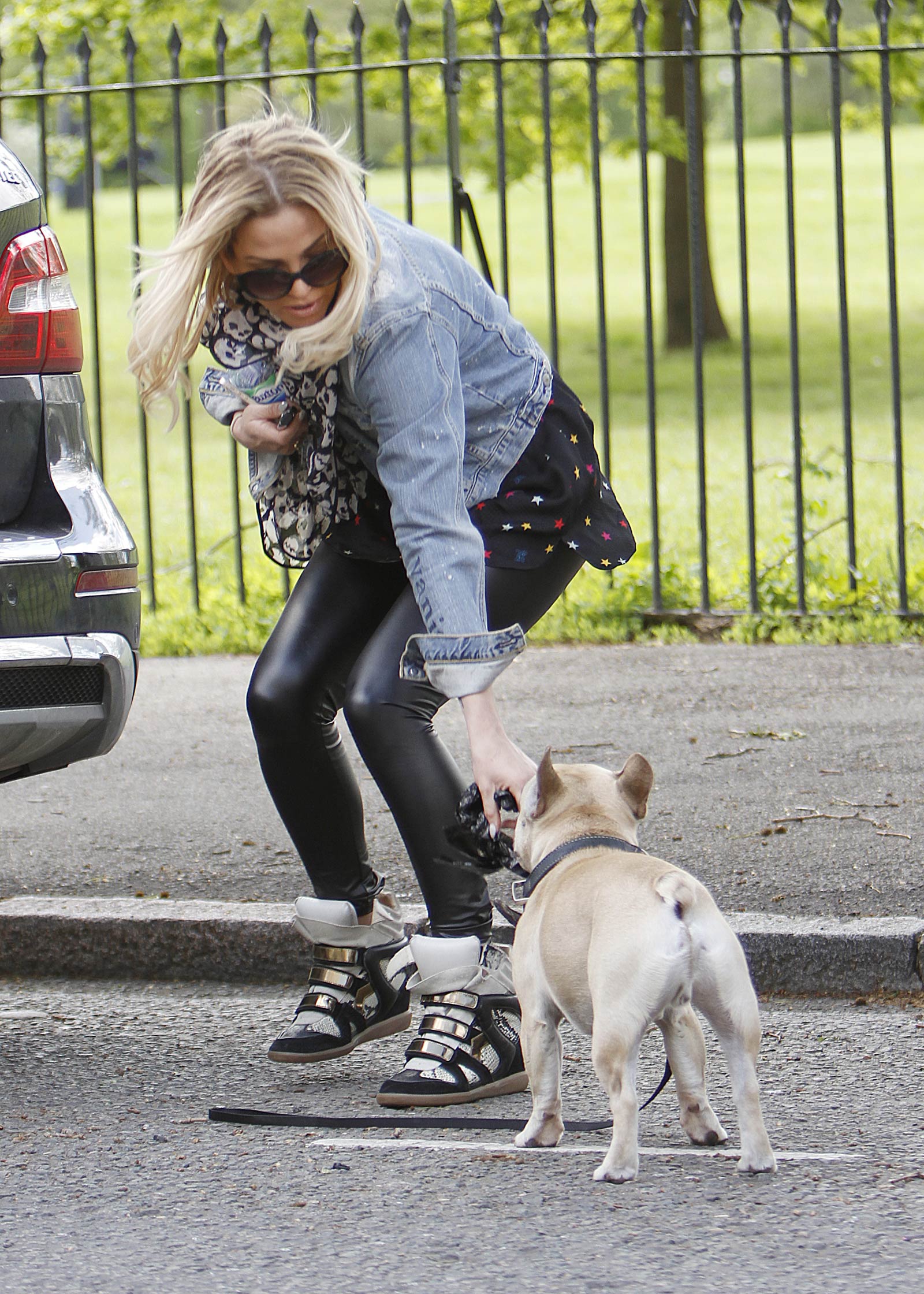 Sarah Harding walking her dog in Primrose Hill