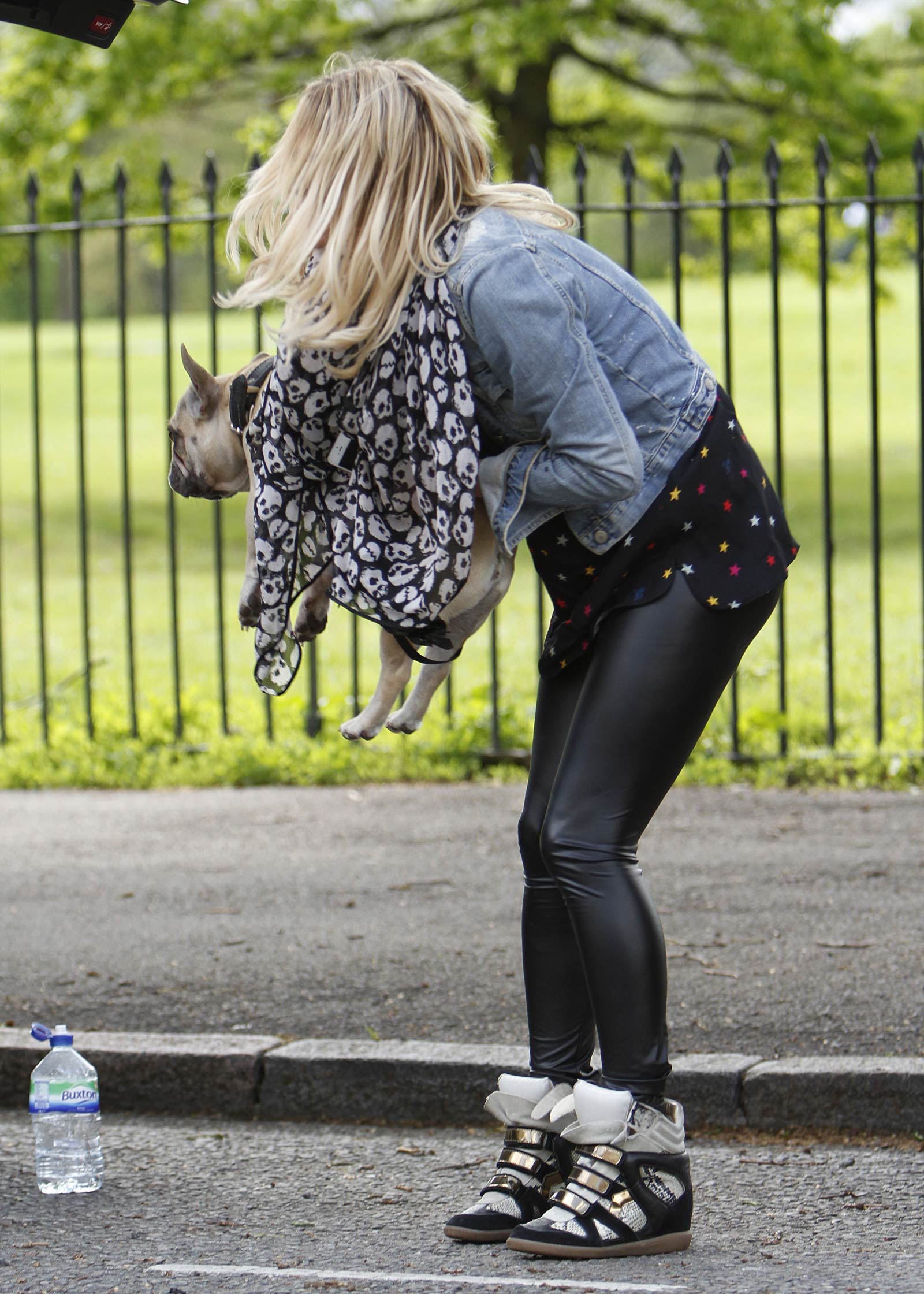 Sarah Harding walking her dog in Primrose Hill