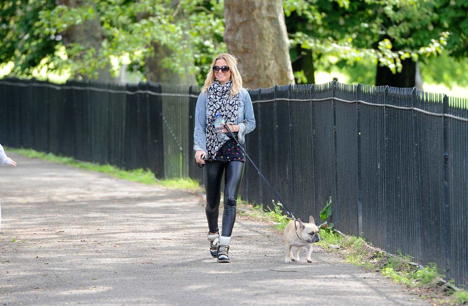 Sarah Harding walking her dog in Primrose Hill