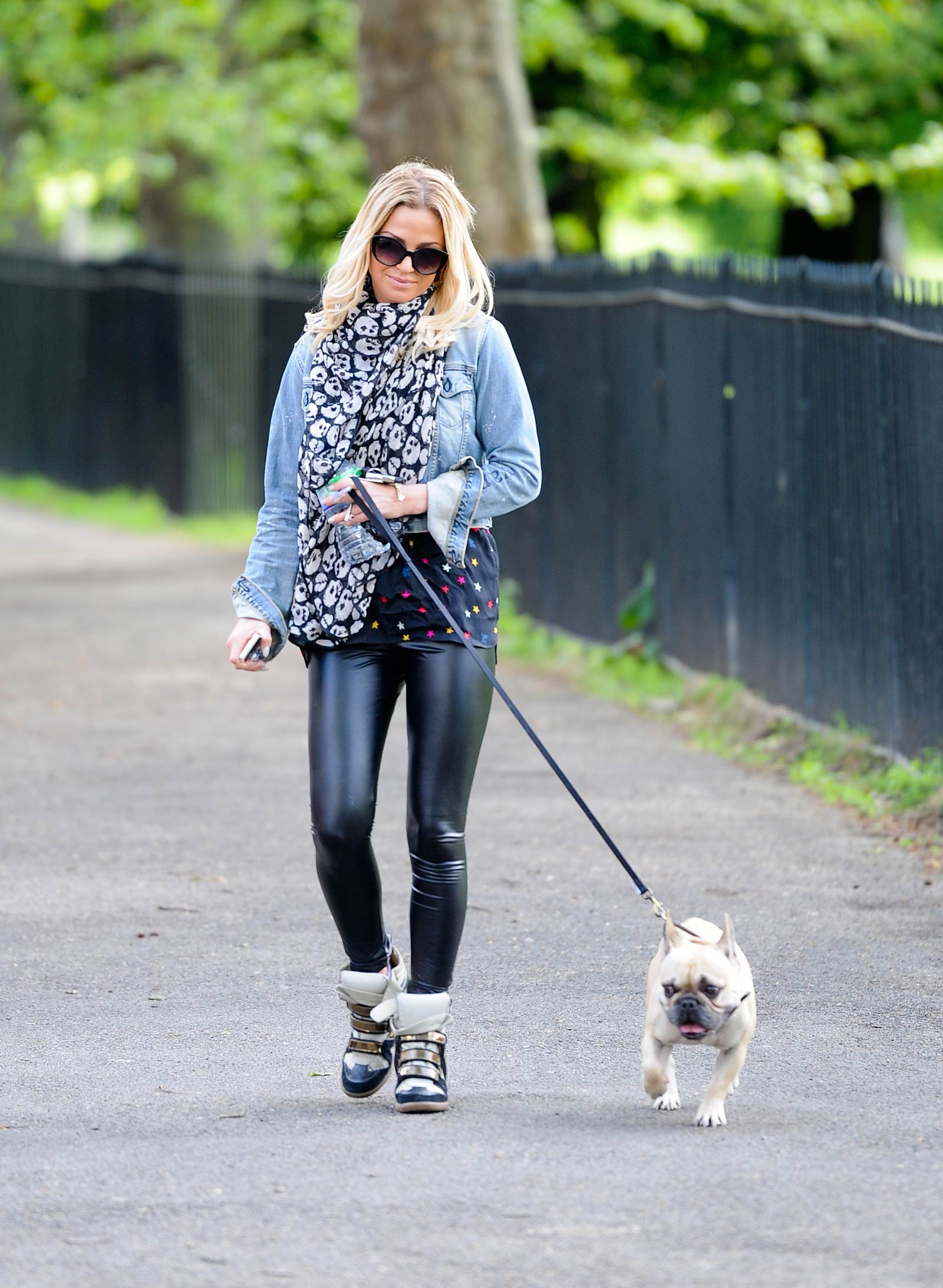 Sarah Harding walking her dog in Primrose Hill