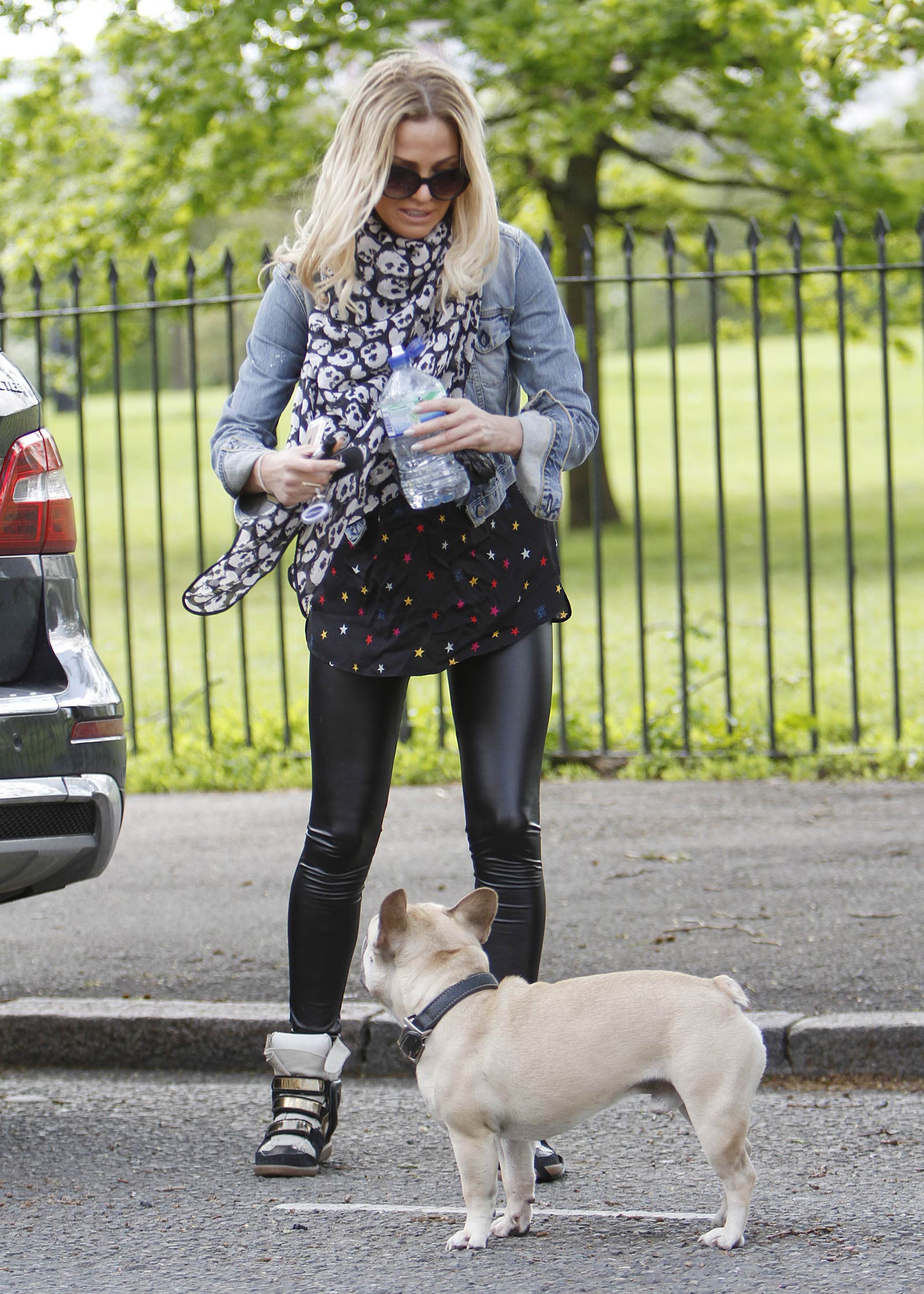 Sarah Harding walking her dog in Primrose Hill