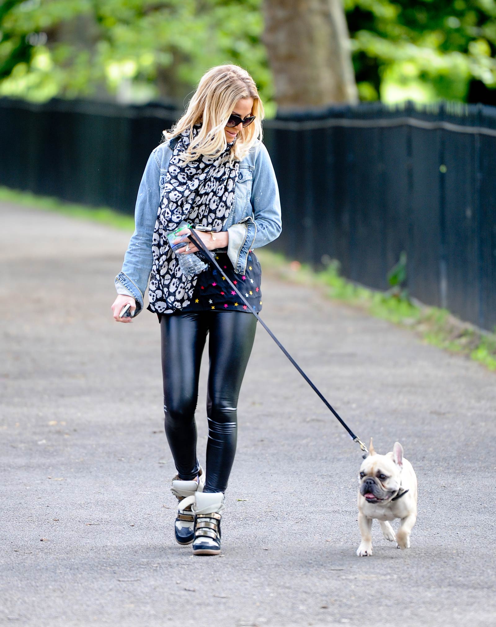 Sarah Harding walking her dog in Primrose Hill