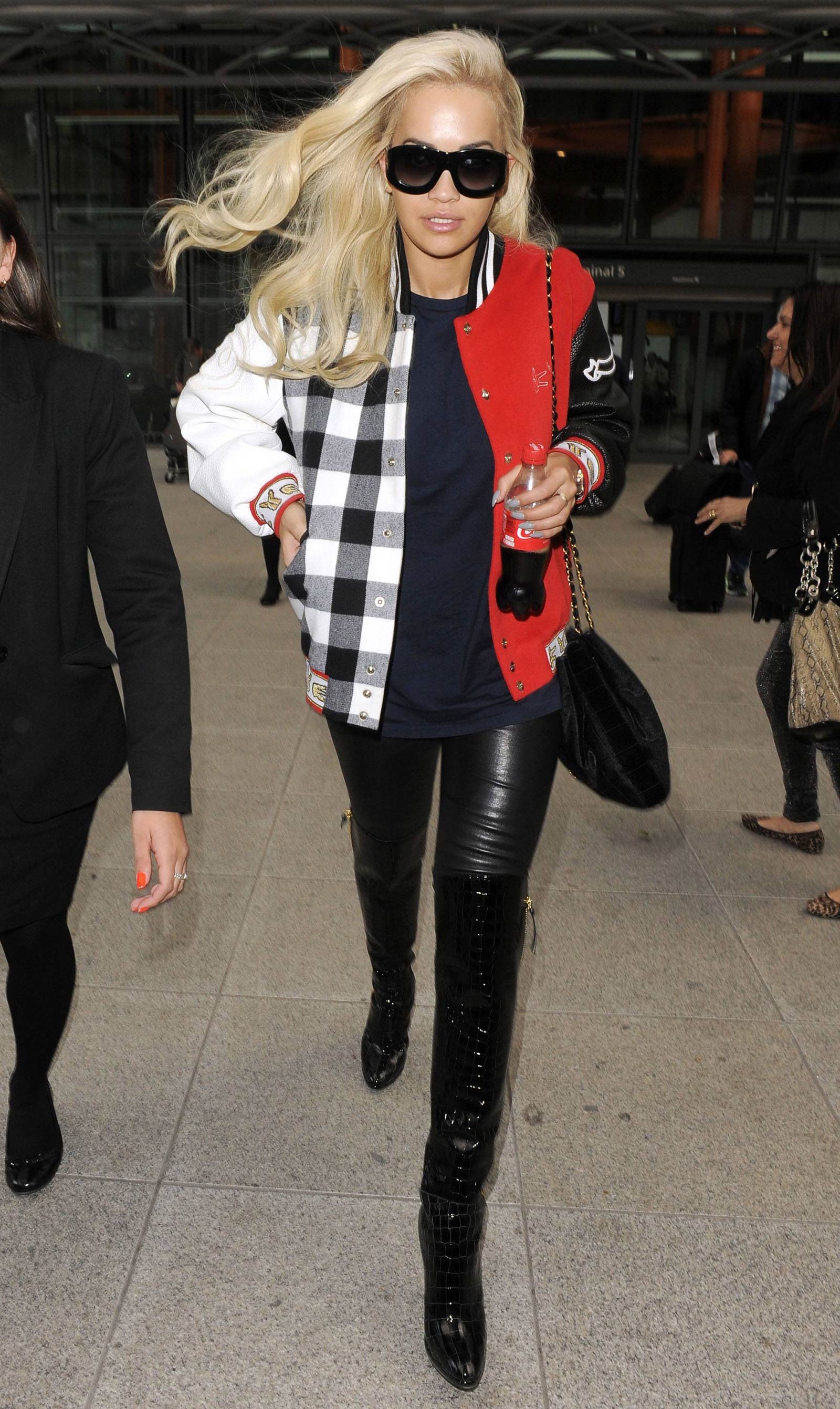 Rita Ora arrives at Heathrow Airport