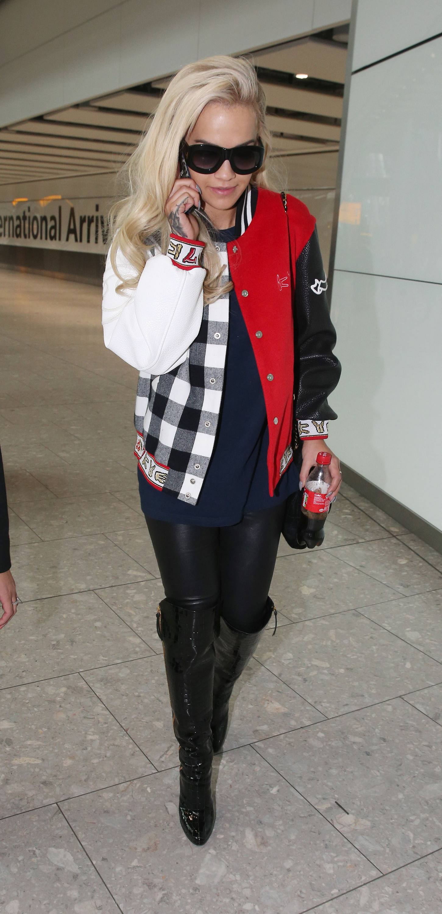 Rita Ora arrives at Heathrow Airport