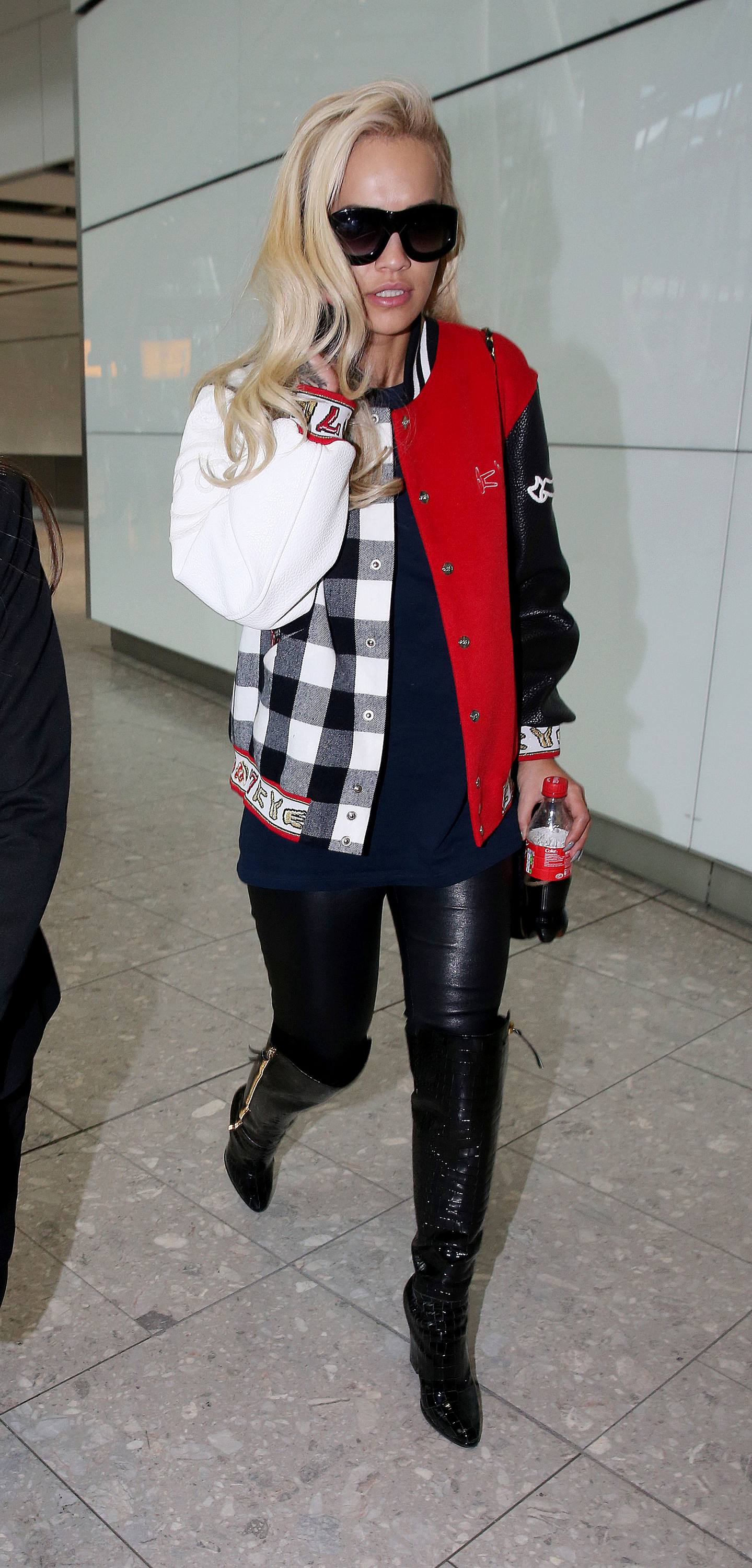 Rita Ora arrives at Heathrow Airport