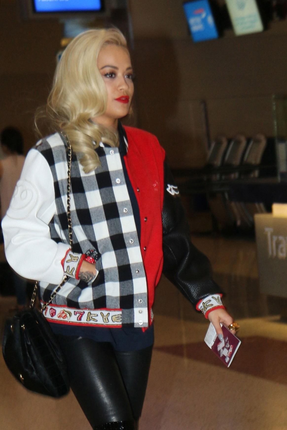 Rita Ora arrives at Heathrow Airport