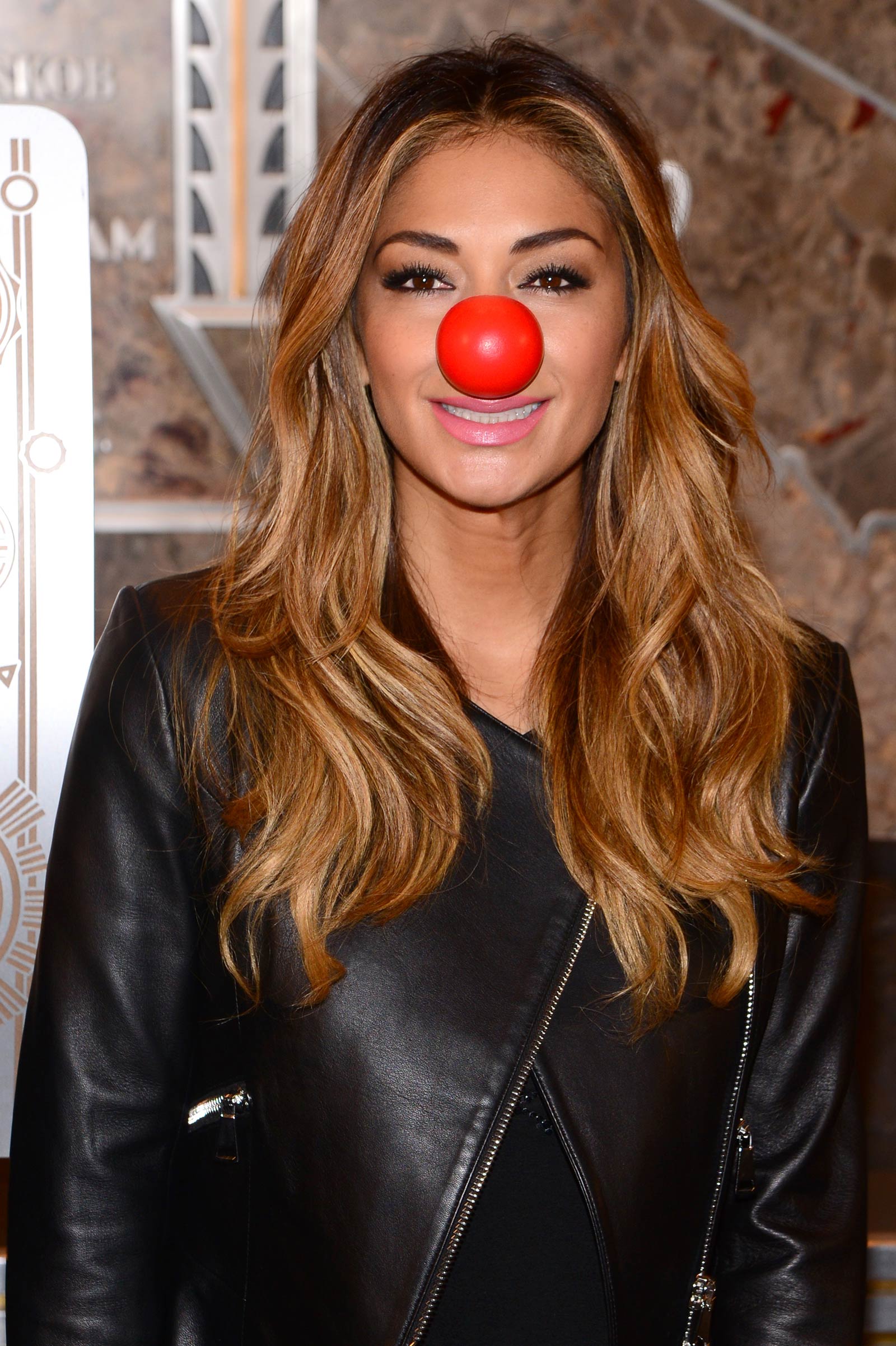Nicole Scherzinger at Empire State Building celebrating Red Nose Day