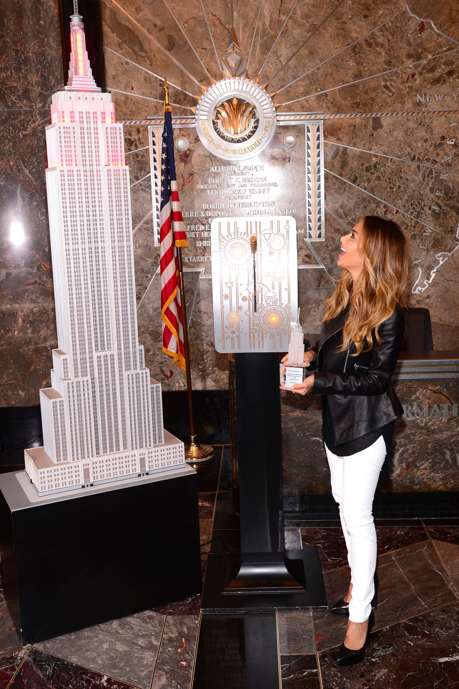 Nicole Scherzinger at Empire State Building celebrating Red Nose Day