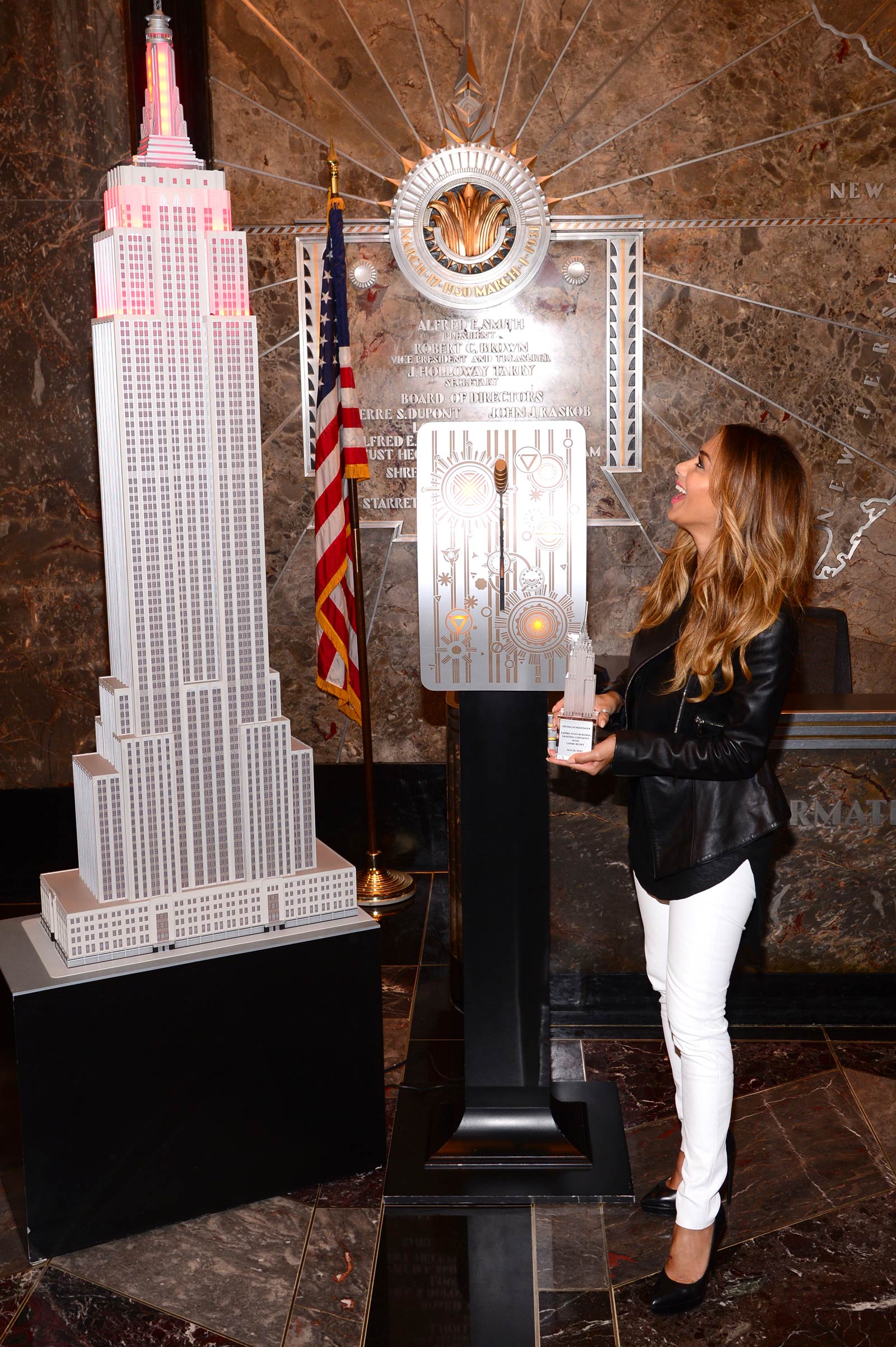 Nicole Scherzinger at Empire State Building celebrating Red Nose Day