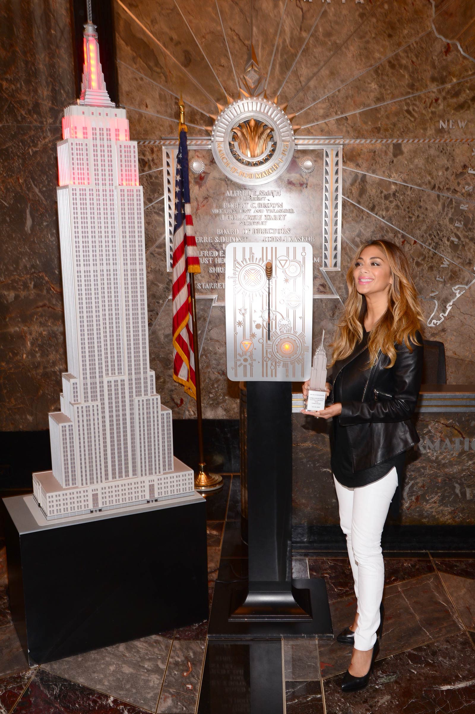 Nicole Scherzinger at Empire State Building celebrating Red Nose Day