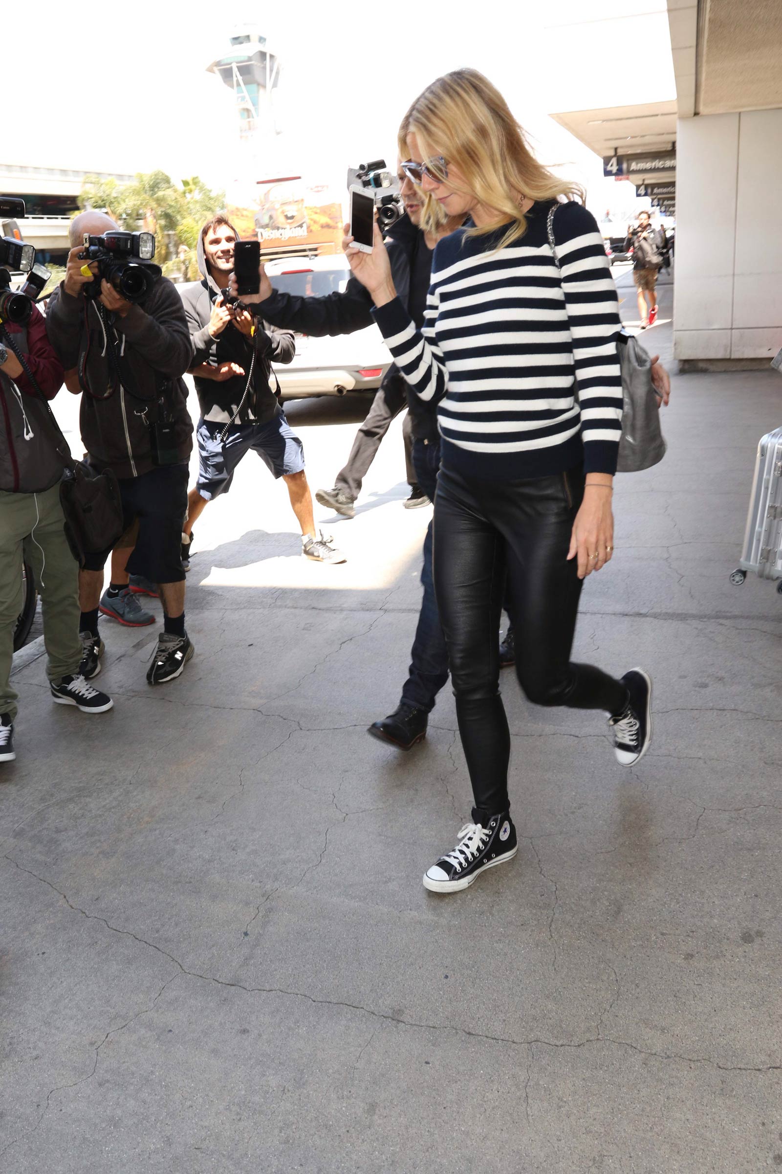 Gwyneth Paltrow arriving on a flight at LAX Airport