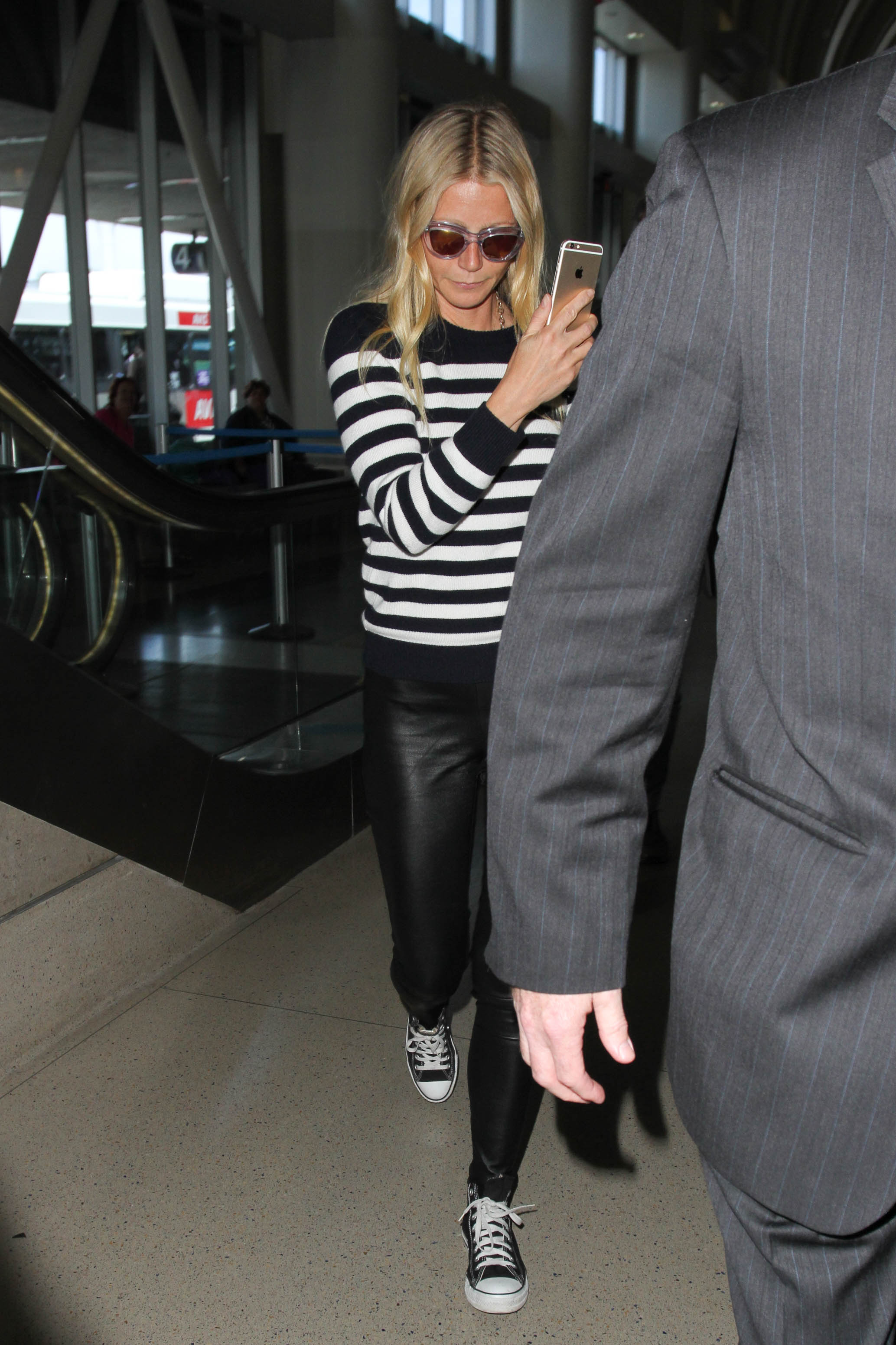 Gwyneth Paltrow arriving on a flight at LAX Airport