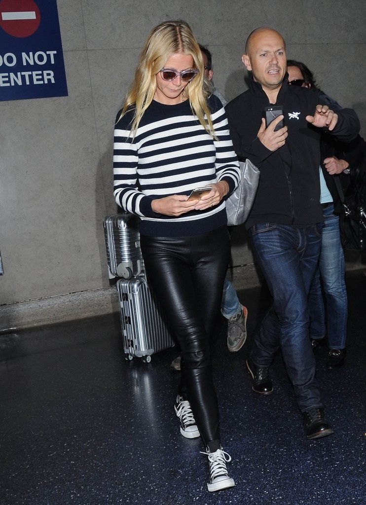 Gwyneth Paltrow arriving on a flight at LAX Airport