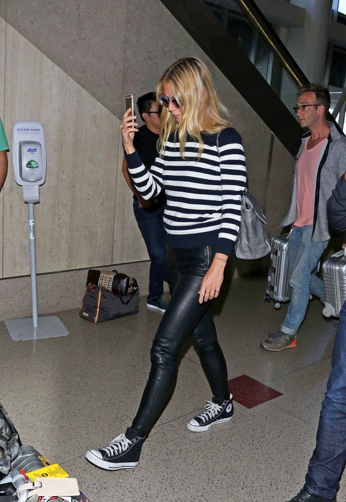 Gwyneth Paltrow arriving on a flight at LAX Airport